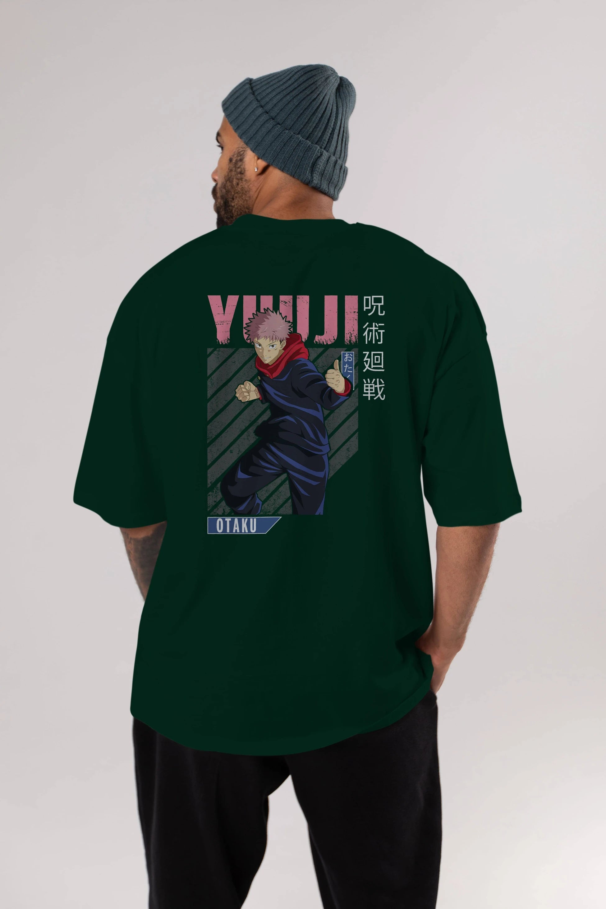 Yuuji Itadori Anime Arka Baskılı Oversize t-shirt Erkek Kadın Unisex