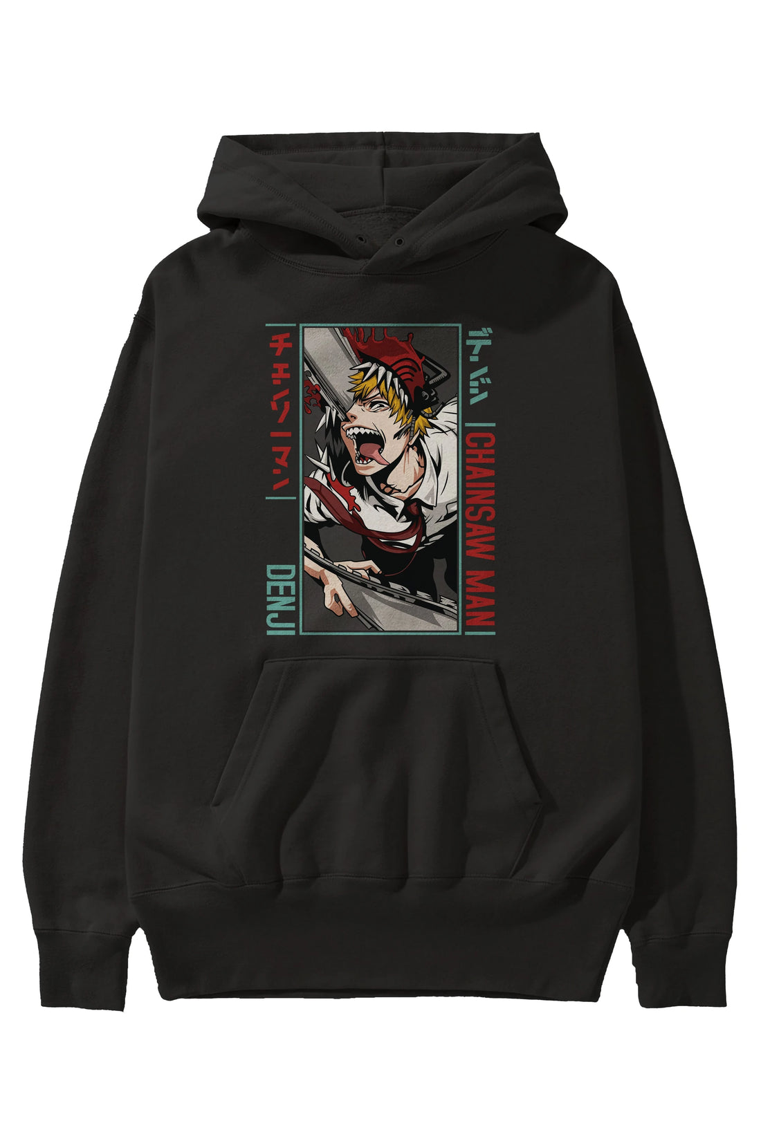 Denji Chainsaw Man Anime Ön Baskılı Hoodie Oversize Kapüşonlu Sweatshirt Erkek Kadın Unisex