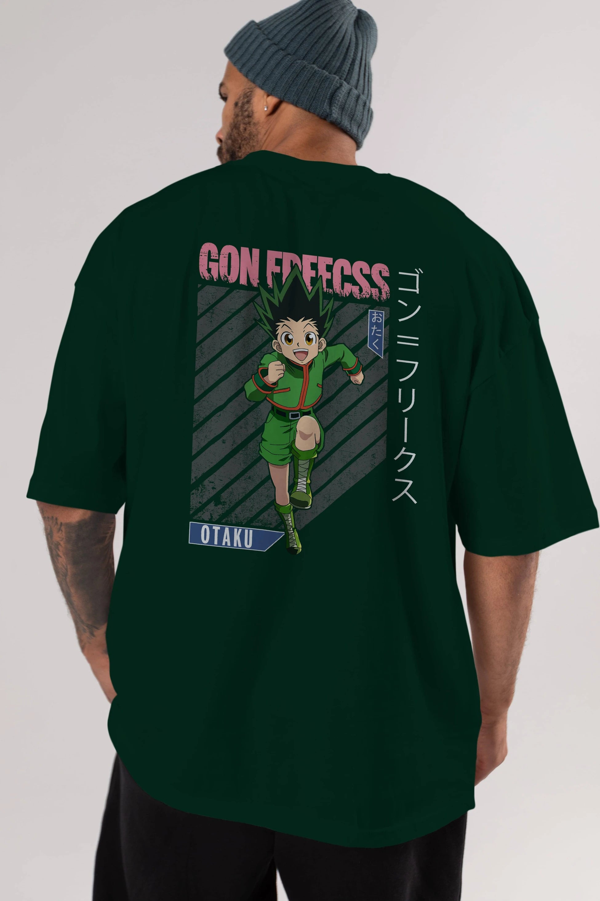 Gon Freecss HUNTER X HUNTER Anime Arka Baskılı Oversize t-shirt Erkek Kadın Unisex