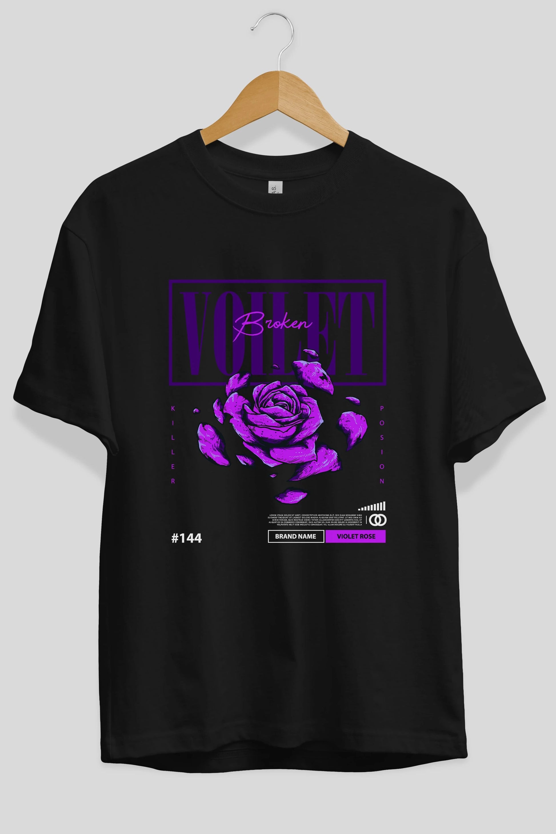 Voilet Broken Ön Baskılı Oversize t-shirt Erkek Kadın Unisex