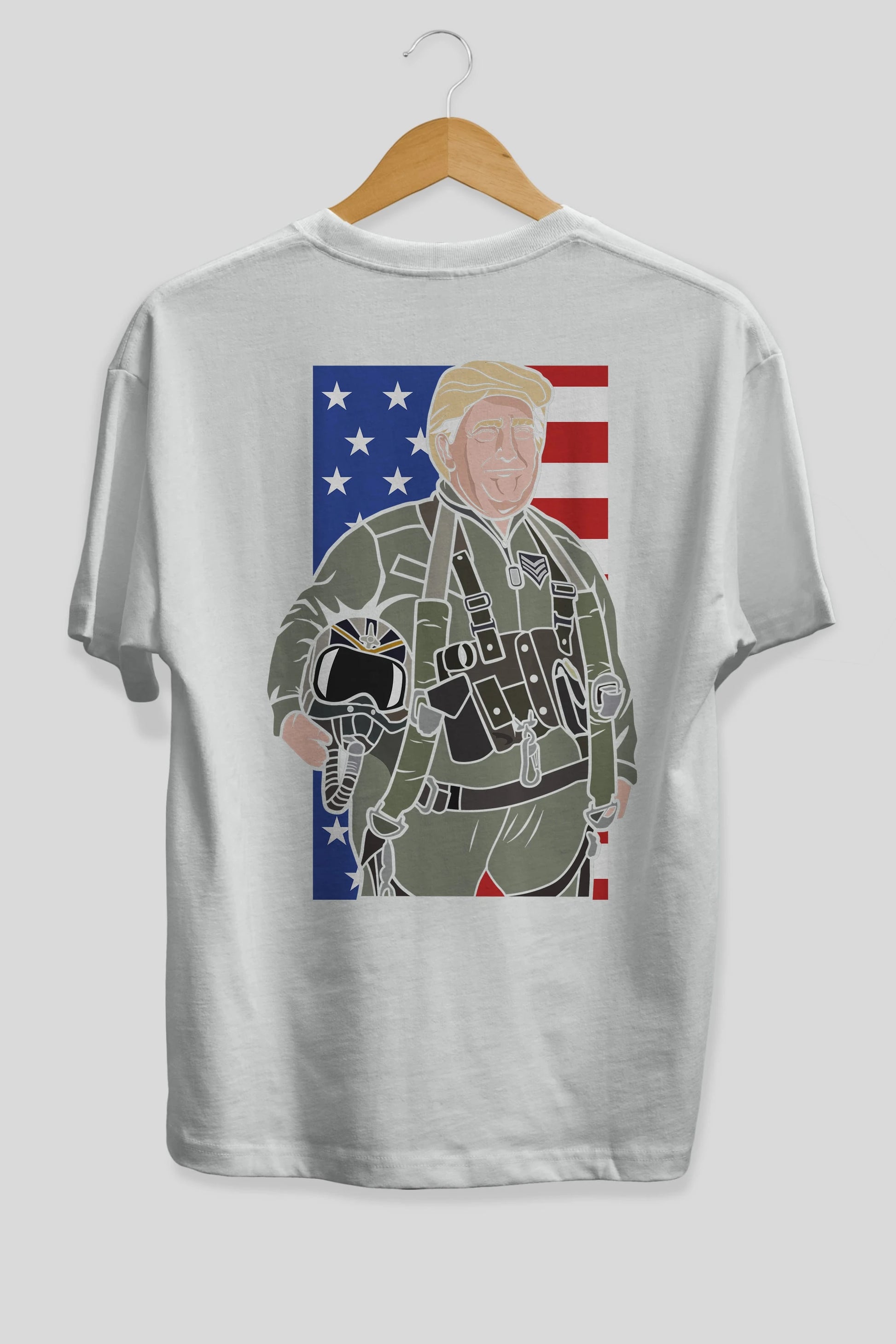 Trump Jetplane Pilot Arka Baskılı Oversize t-shirt Erkek Kadın Unisex %100 Pamuk tişort