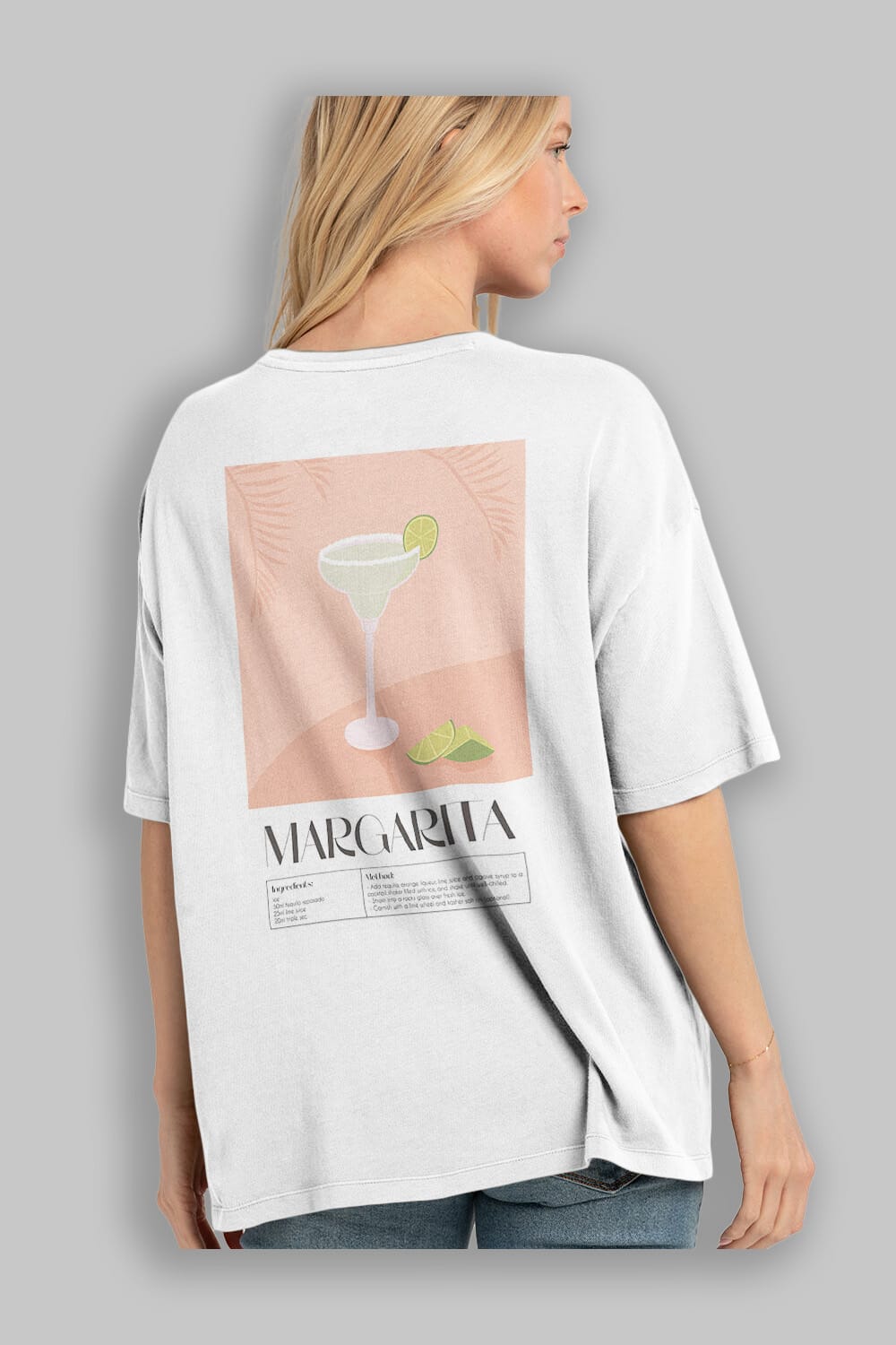 Margarita 5 Arka Baskılı Oversize t-shirt Erkek Kadın Unisex %100 Pamuk Bisiklet Yaka tişort