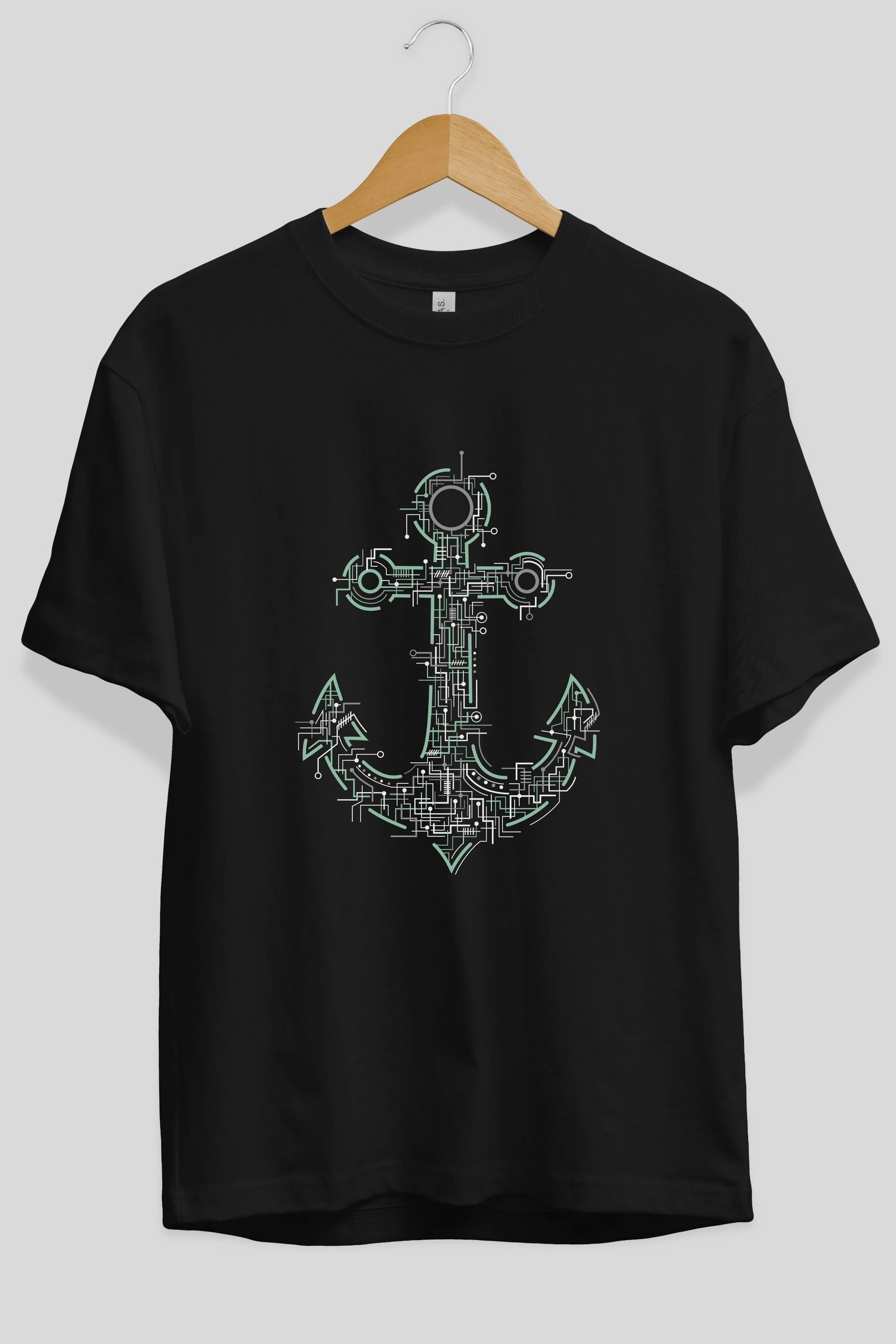 Electric Anchor Ön Baskılı Oversize t-shirt %100 pamuk Erkek Kadın Unisex