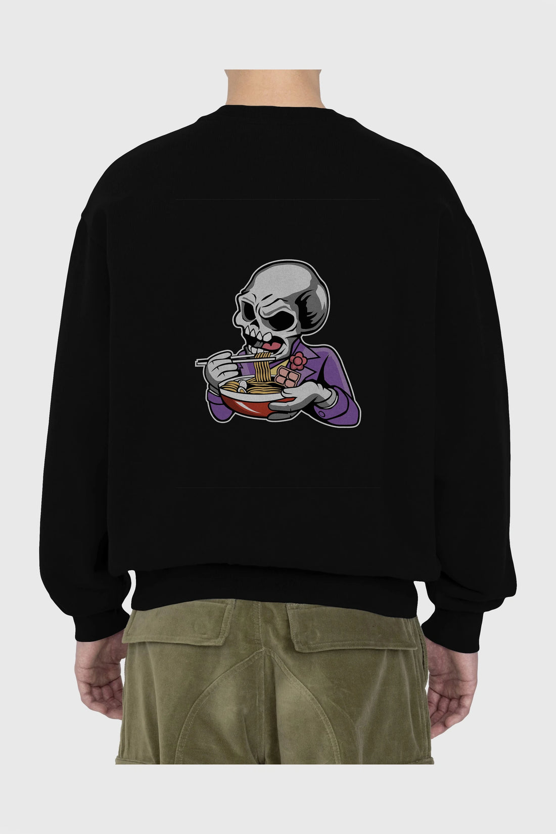 Skull Ramen Arka Baskılı Oversize Sweatshirt Erkek Kadın Unisex