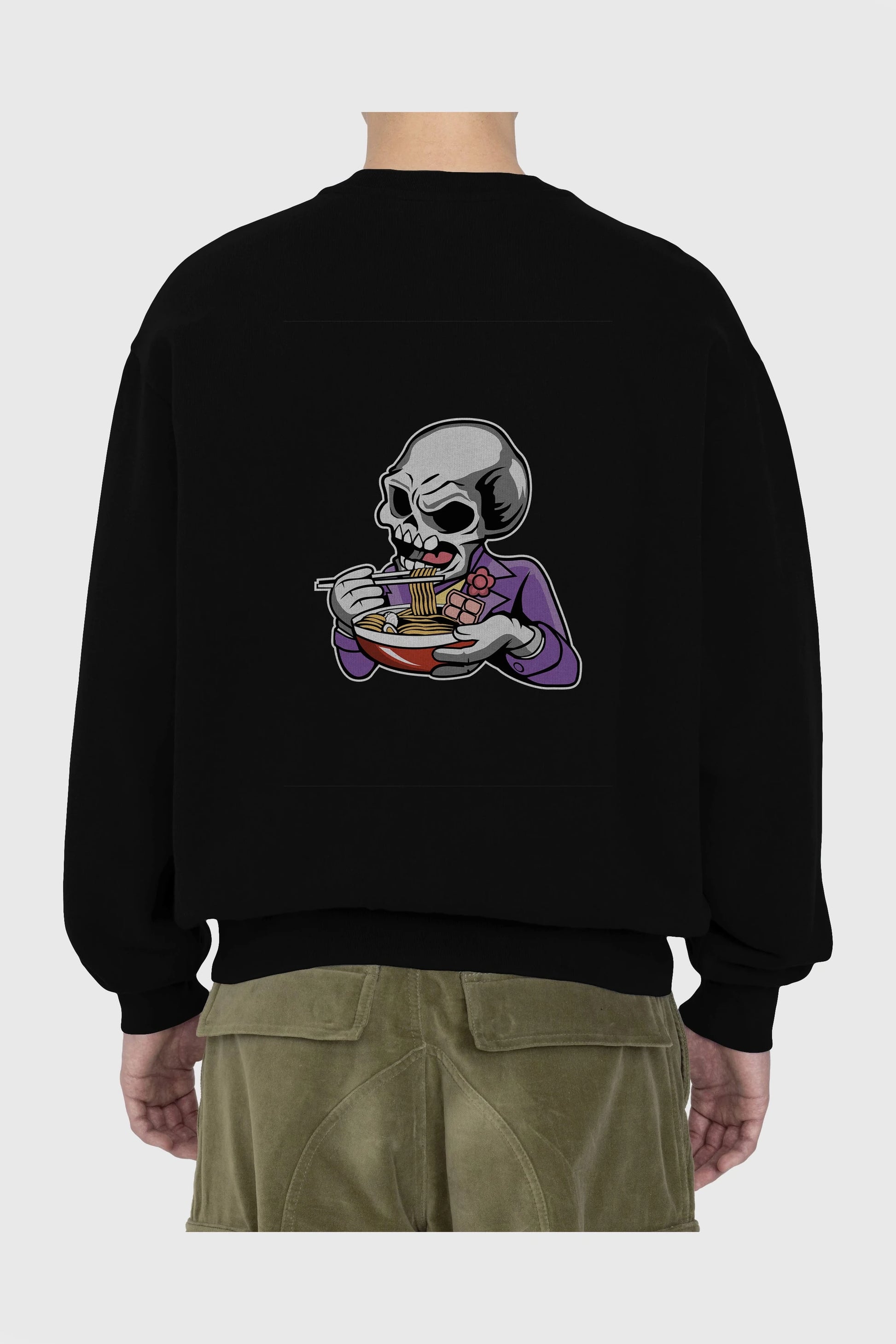 Skull Ramen Arka Baskılı Oversize Sweatshirt Erkek Kadın Unisex