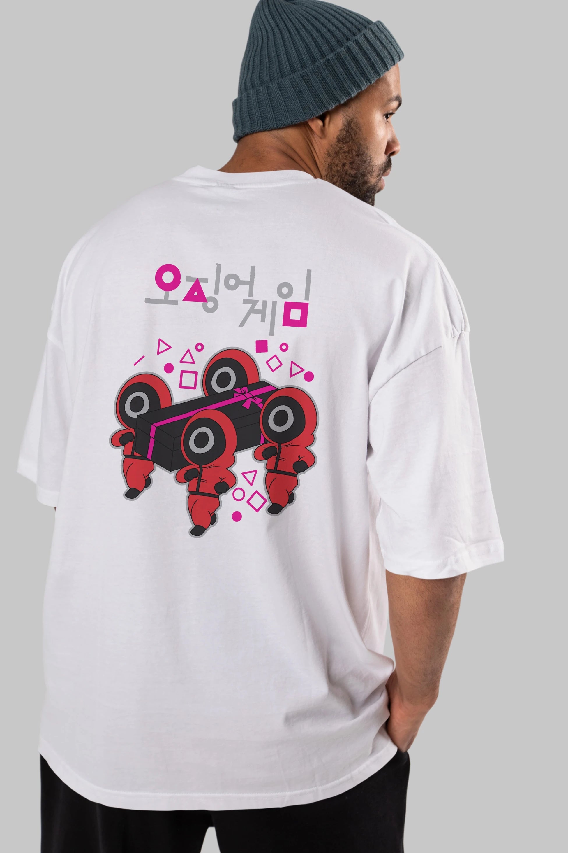 Squid Game (6) Arka Baskılı Oversize t-shirt Erkek Kadın Unisex %100 Pamuk Bisiklet Yaka tişort