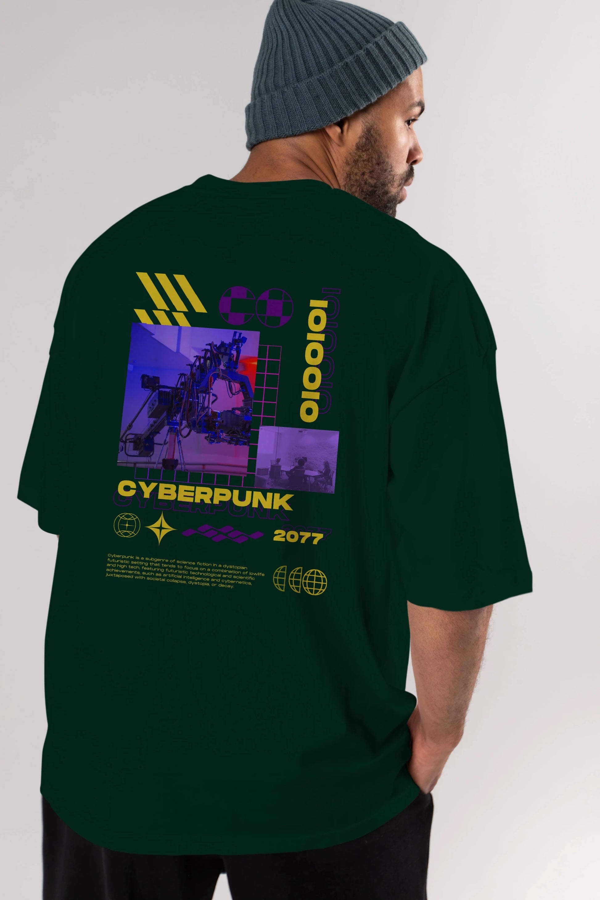 Cyberpunk Yazılı Arka Baskılı Oversize t-shirt Erkek Kadın Unisex