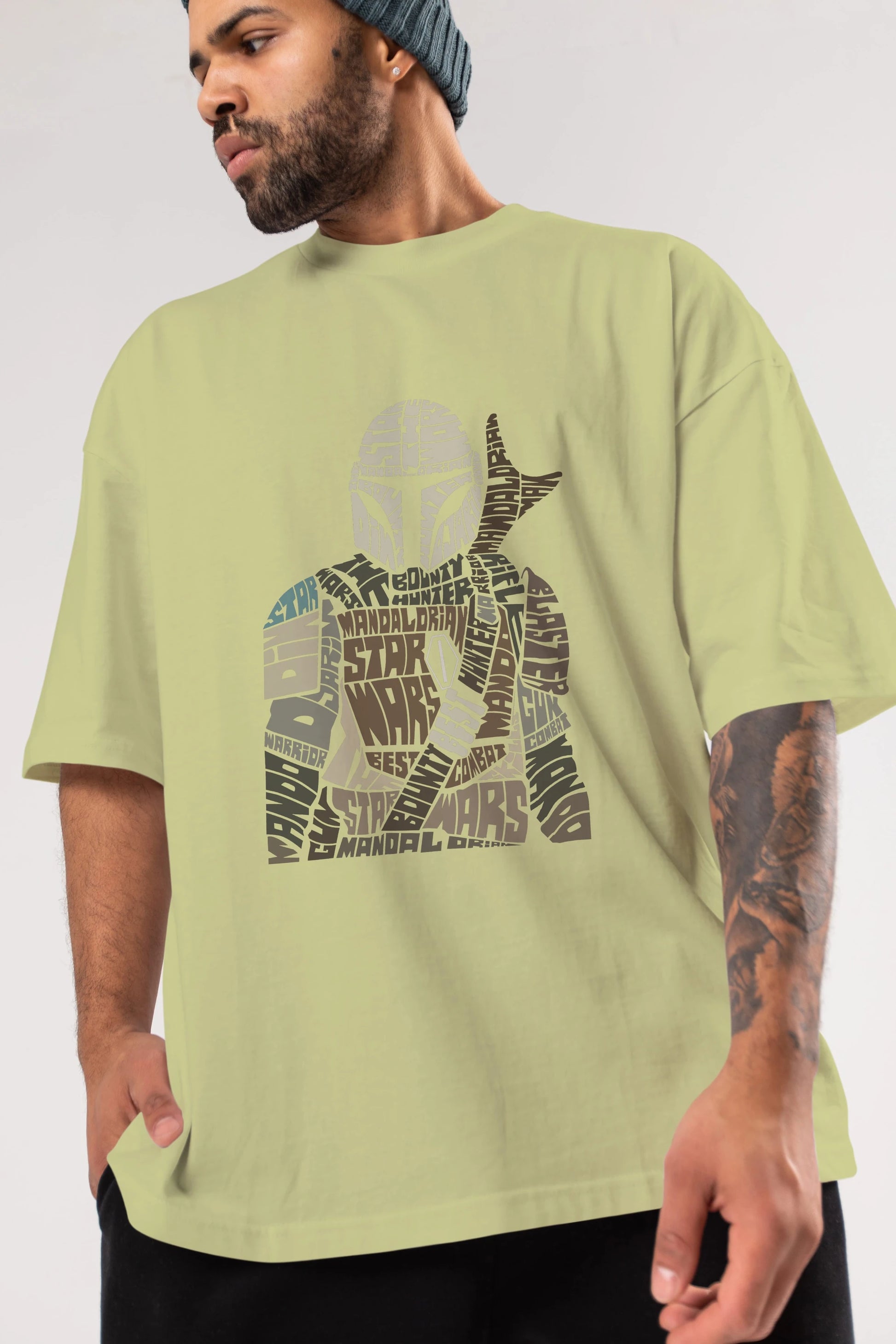 Mandalorian Ön Baskılı Oversize t-shirt %100 pamuk Erkek Kadın Unisex