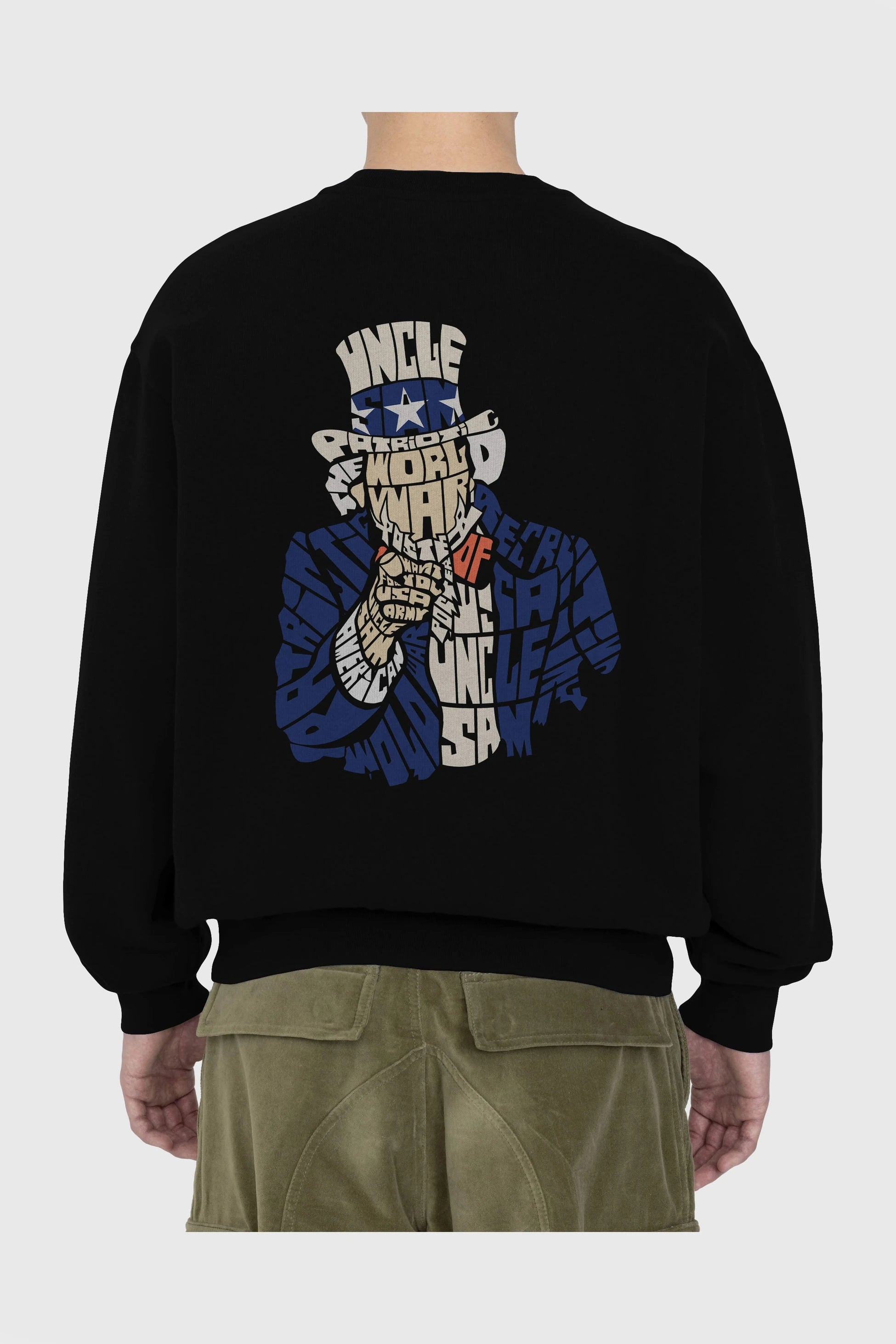 Uncle Sam Arka Baskılı Oversize Sweatshirt Erkek Kadın Unisex