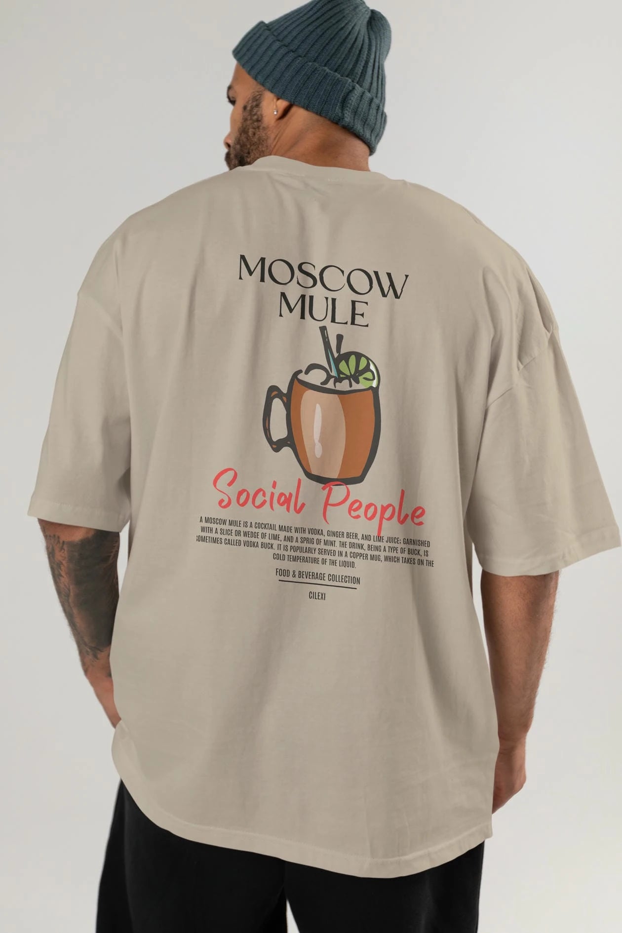 Moscow Mule Kokteyl Serisi Baskılı Oversize t-shirt Erkek Kadın Unisex %100 Pamuk Bisiklet Yaka tişort