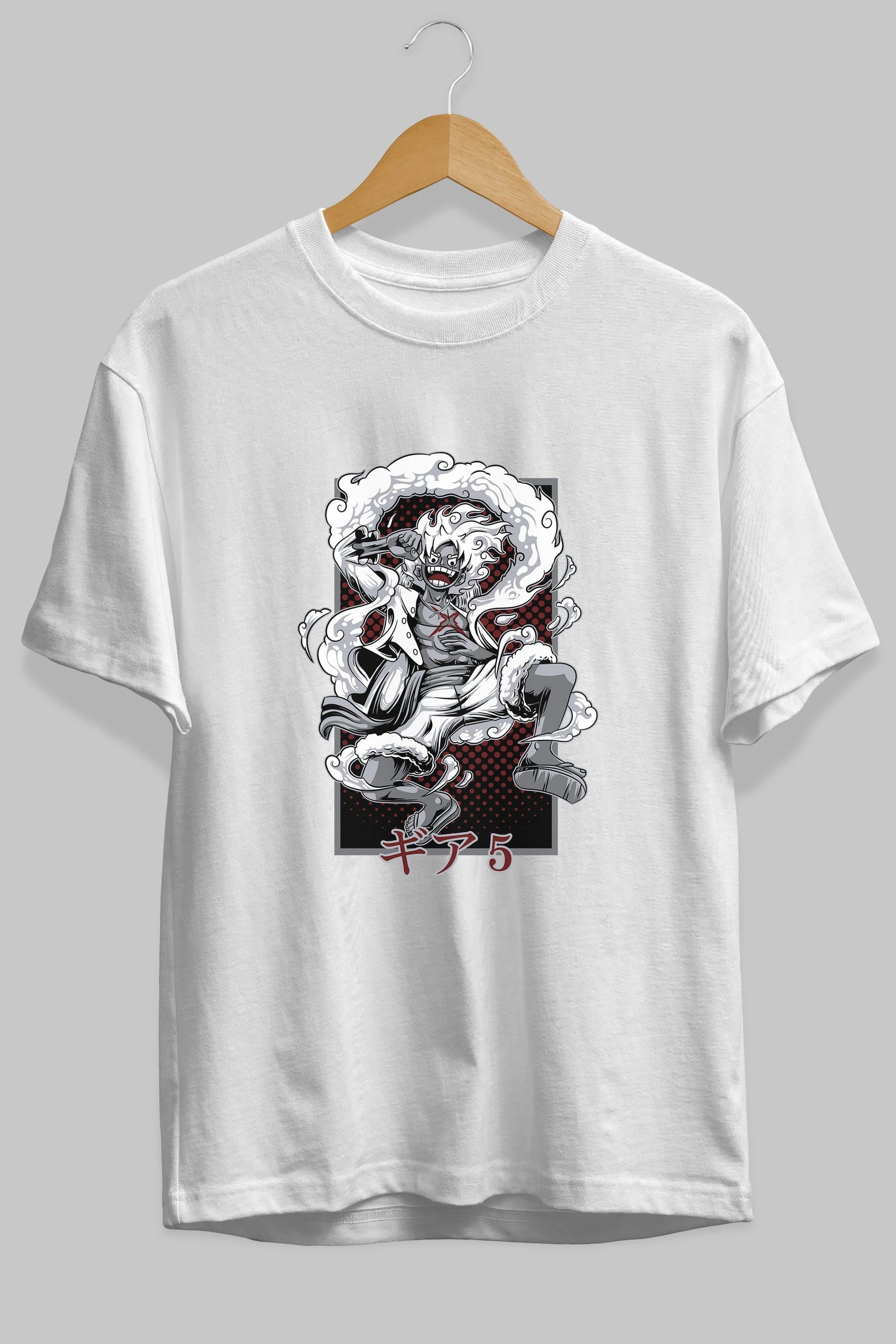 LUFFY GEAR 5 Anime Ön Baskılı Oversize t-shirt %100 pamuk Erkek Kadın Unisex