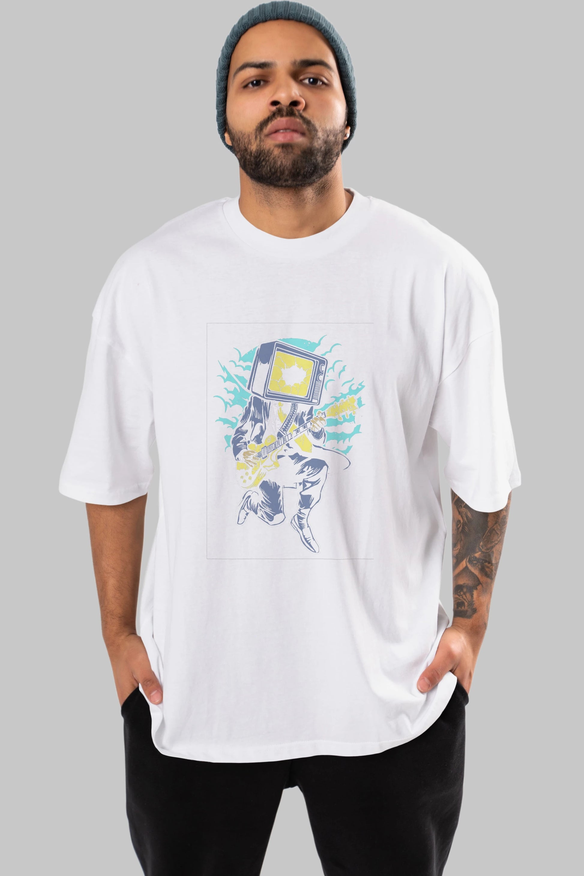 Death Rock Ön Baskılı Oversize t-shirt Erkek Kadın Unisex %100 Pamuk tişort