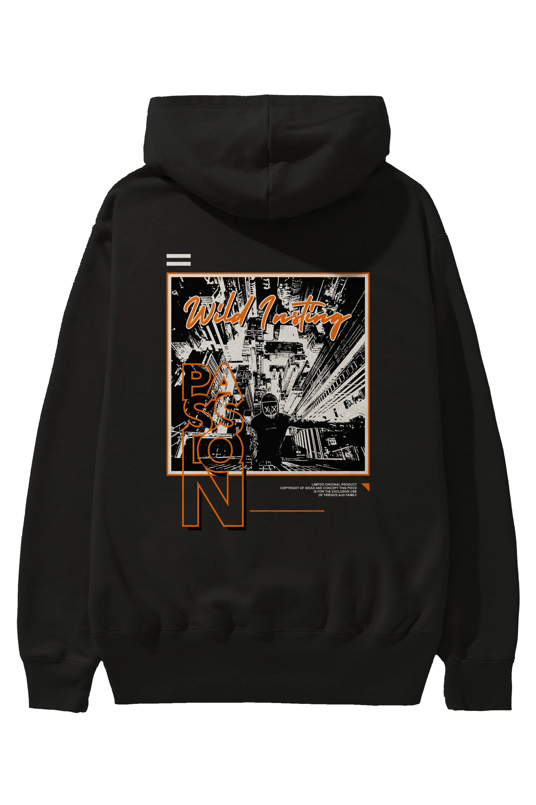 Wild Passion Arka Baskılı Hoodie Oversize Kapüşonlu Sweatshirt Erkek Kadın Unisex