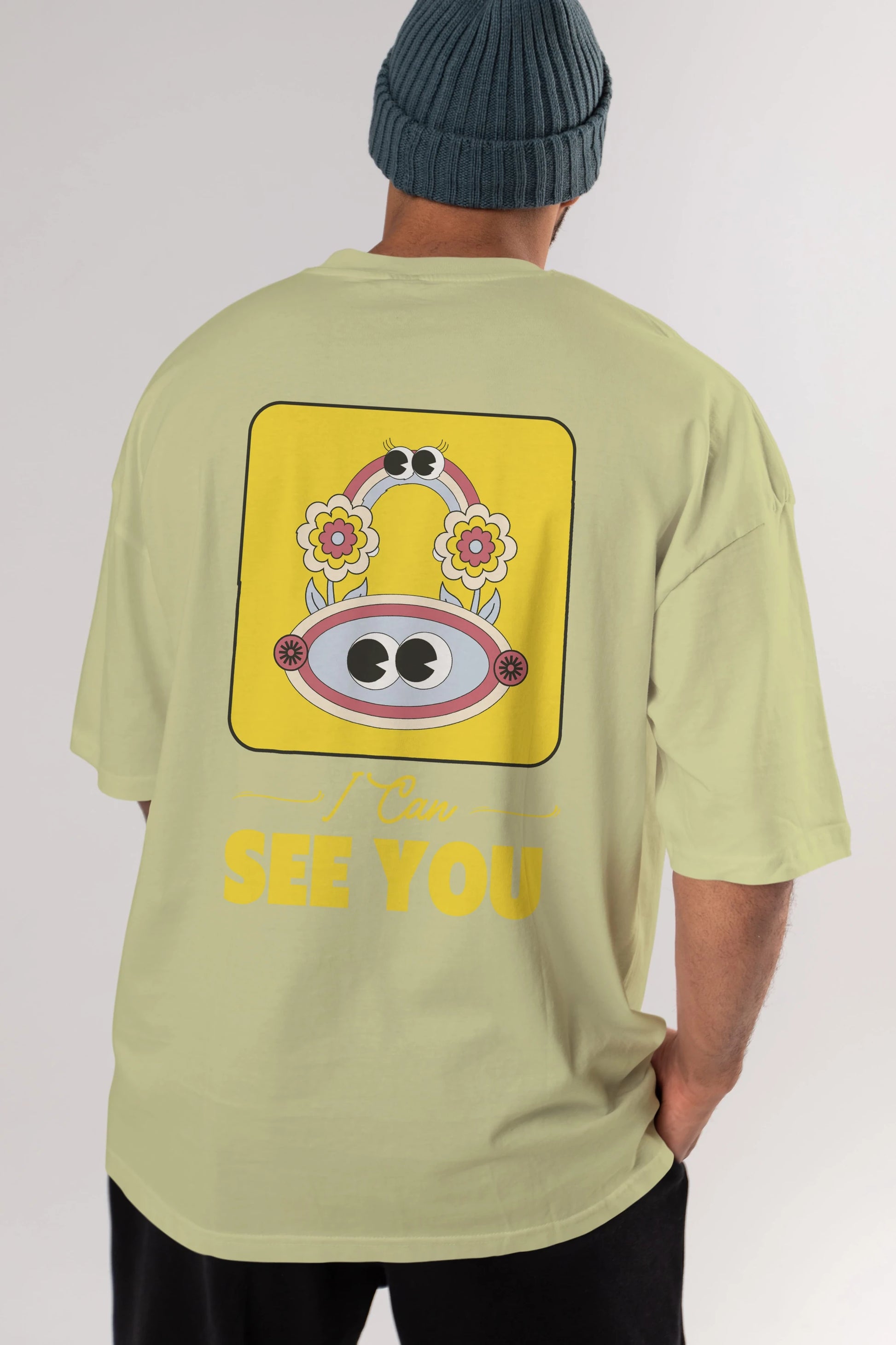 I Can See You Yazılı Arka Baskılı Oversize t-shirt Erkek Kadın Unisex