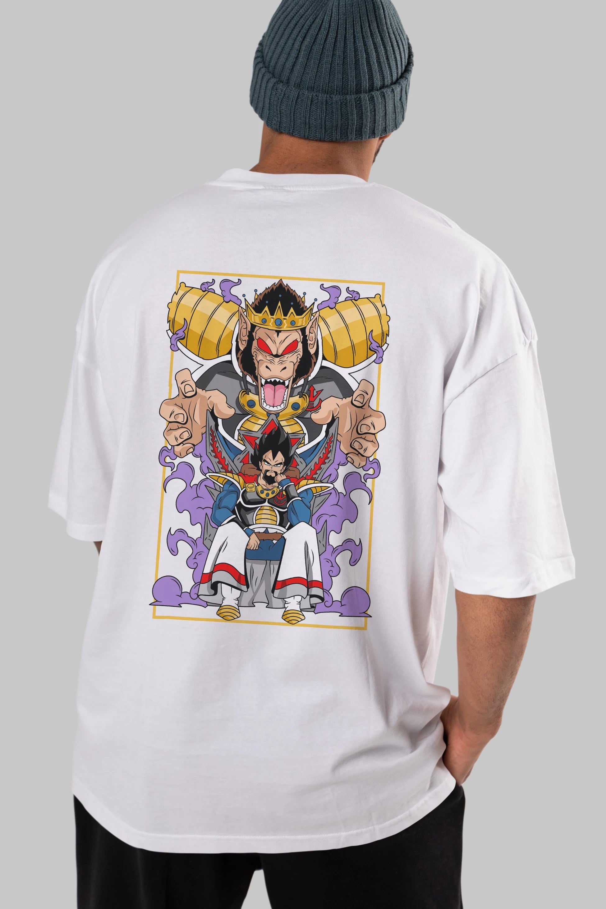 DragonBall ReyVegeta Anime Arka Baskılı Oversize t-shirt Erkek Kadın Unisex