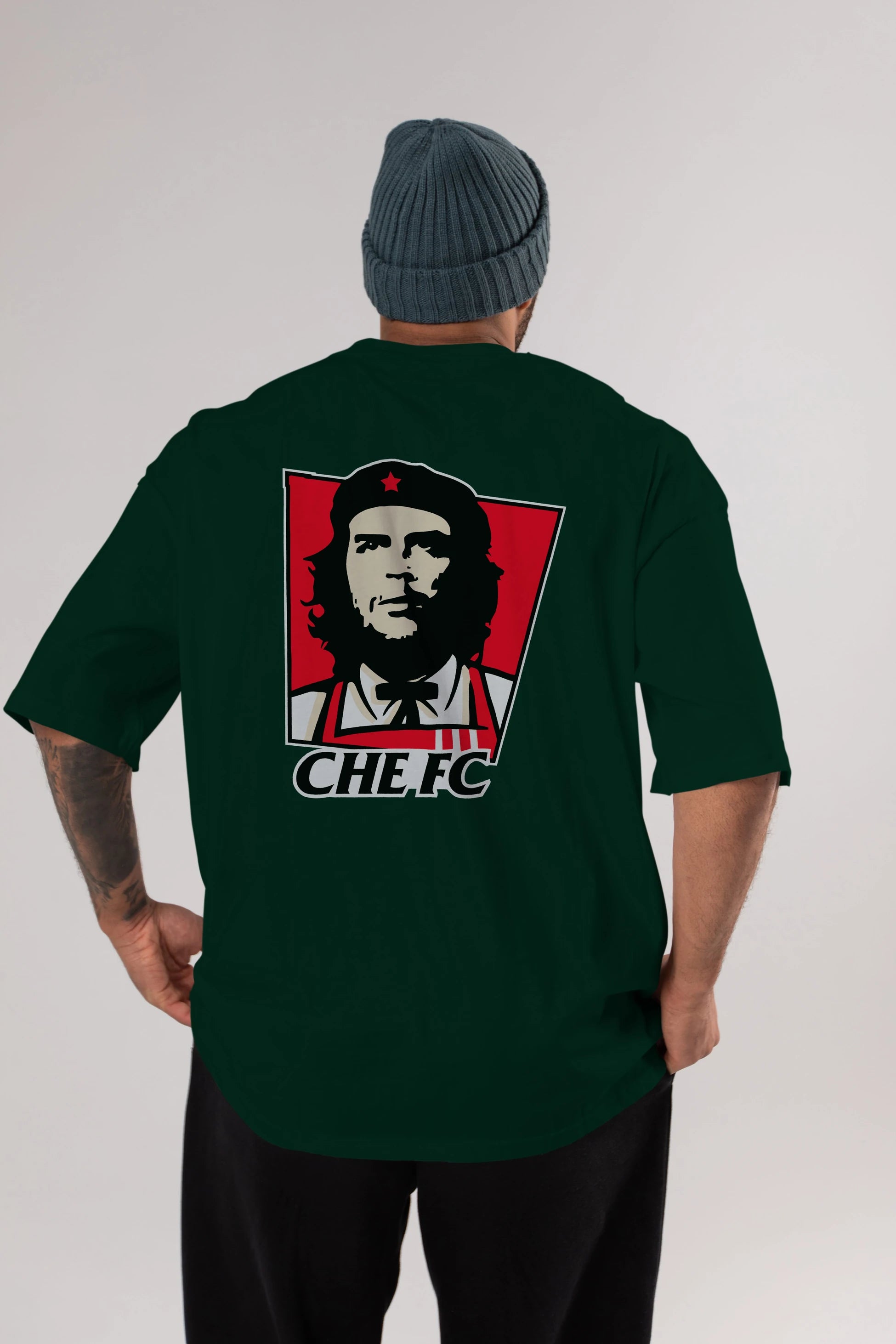 Che FC Arka Baskılı Oversize t-shirt Erkek Kadın Unisex %100 Pamuk Bisiklet Yaka tişort