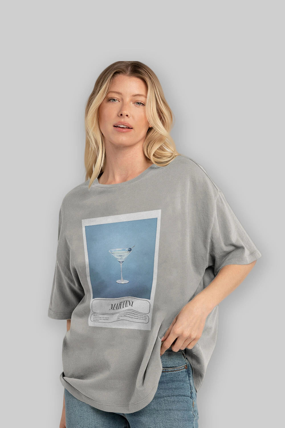 Martini Ön Baskılı Oversize t-shirt Erkek Kadın Unisex %100 Pamuk Bisiklet Yaka tişort