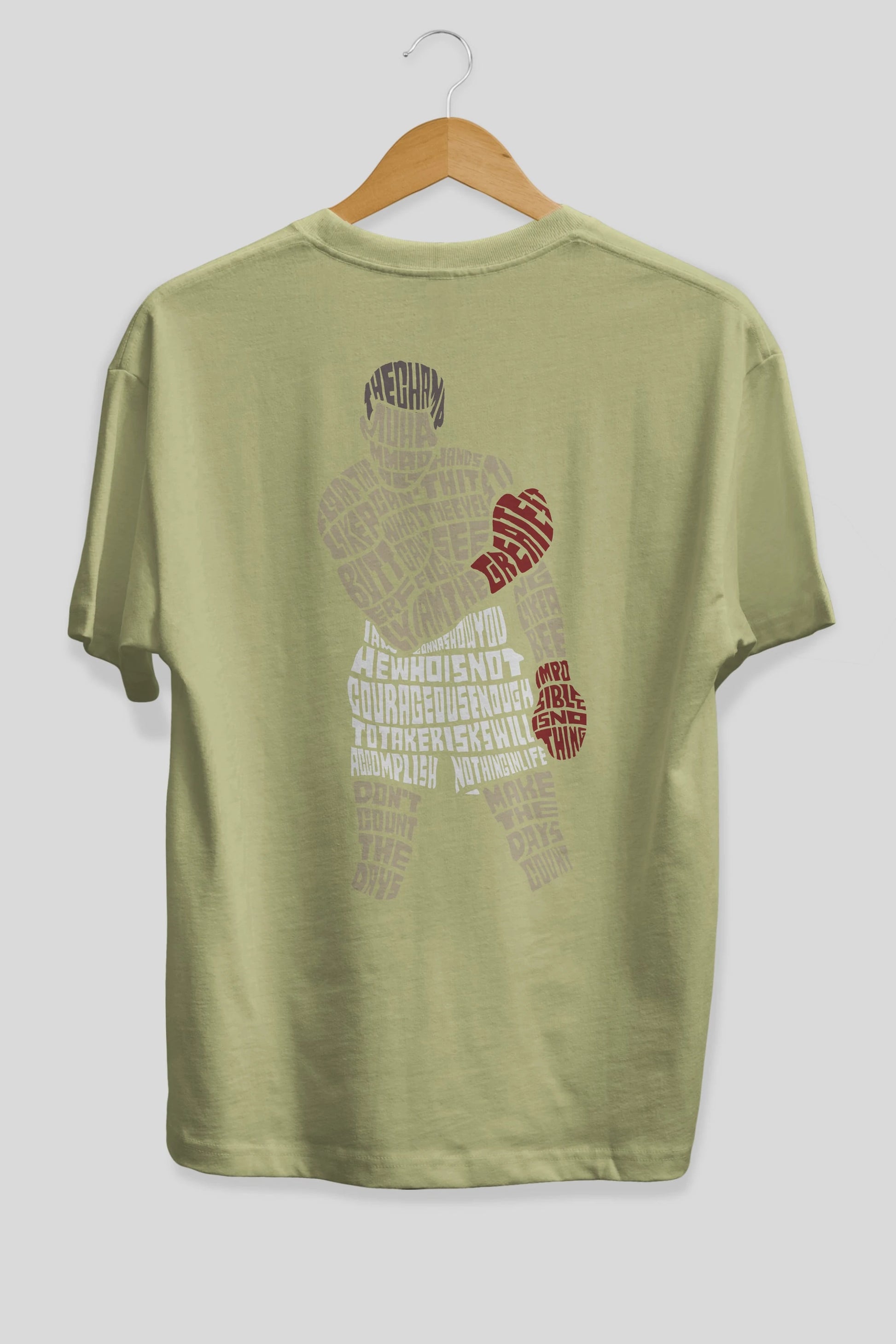 The Champ Muhammad Ali Arka Baskılı Oversize t-shirt %100 pamuk Erkek Kadın Unisex