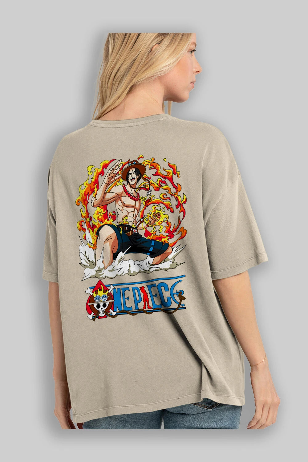 One Piece Anime Arka Baskılı Oversize t-shirt Erkek Kadın Unisex %100 pamuk tişort
