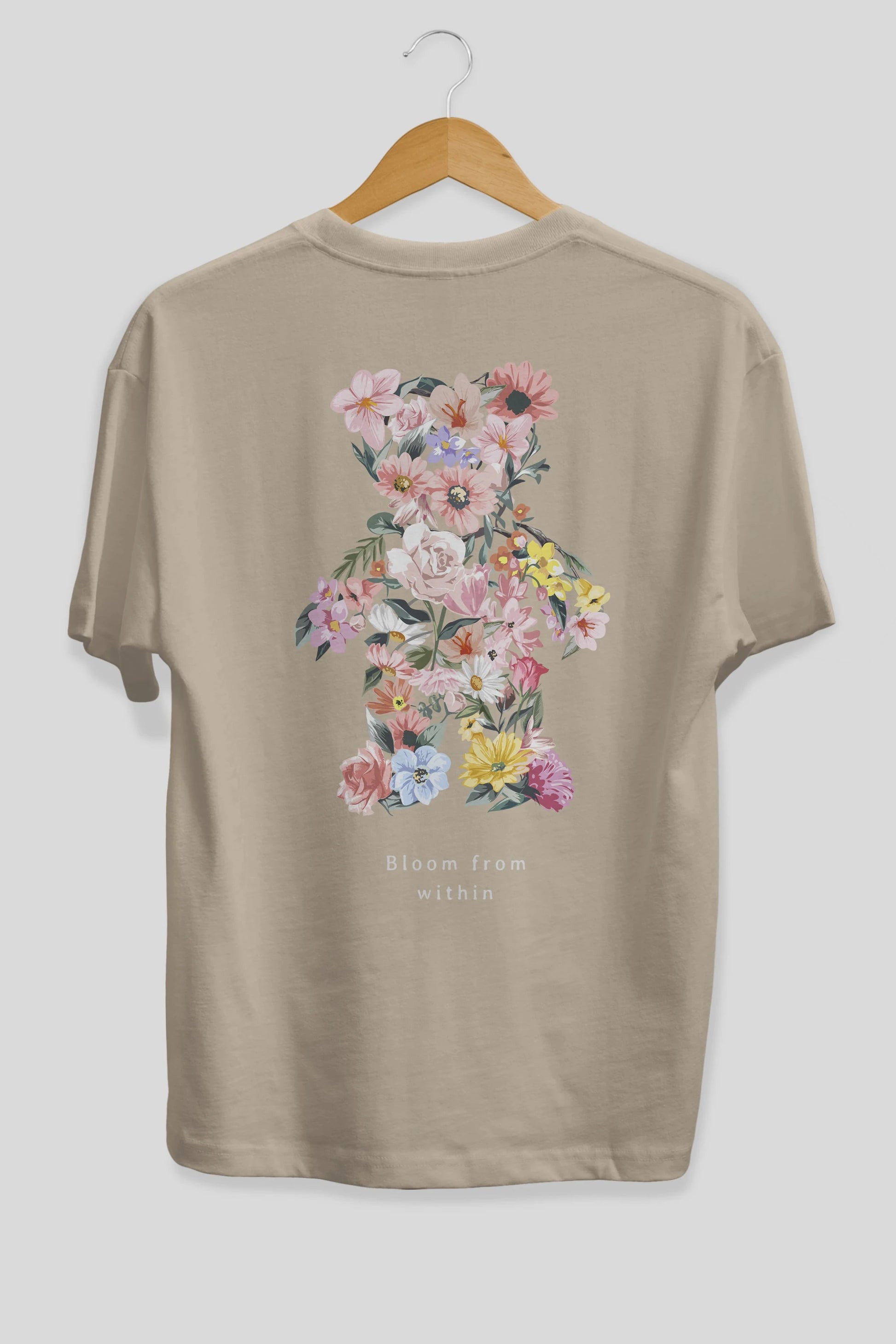 Bloom from Bear Arka Baskılı Oversize t-shirt Erkek Kadın Unisex