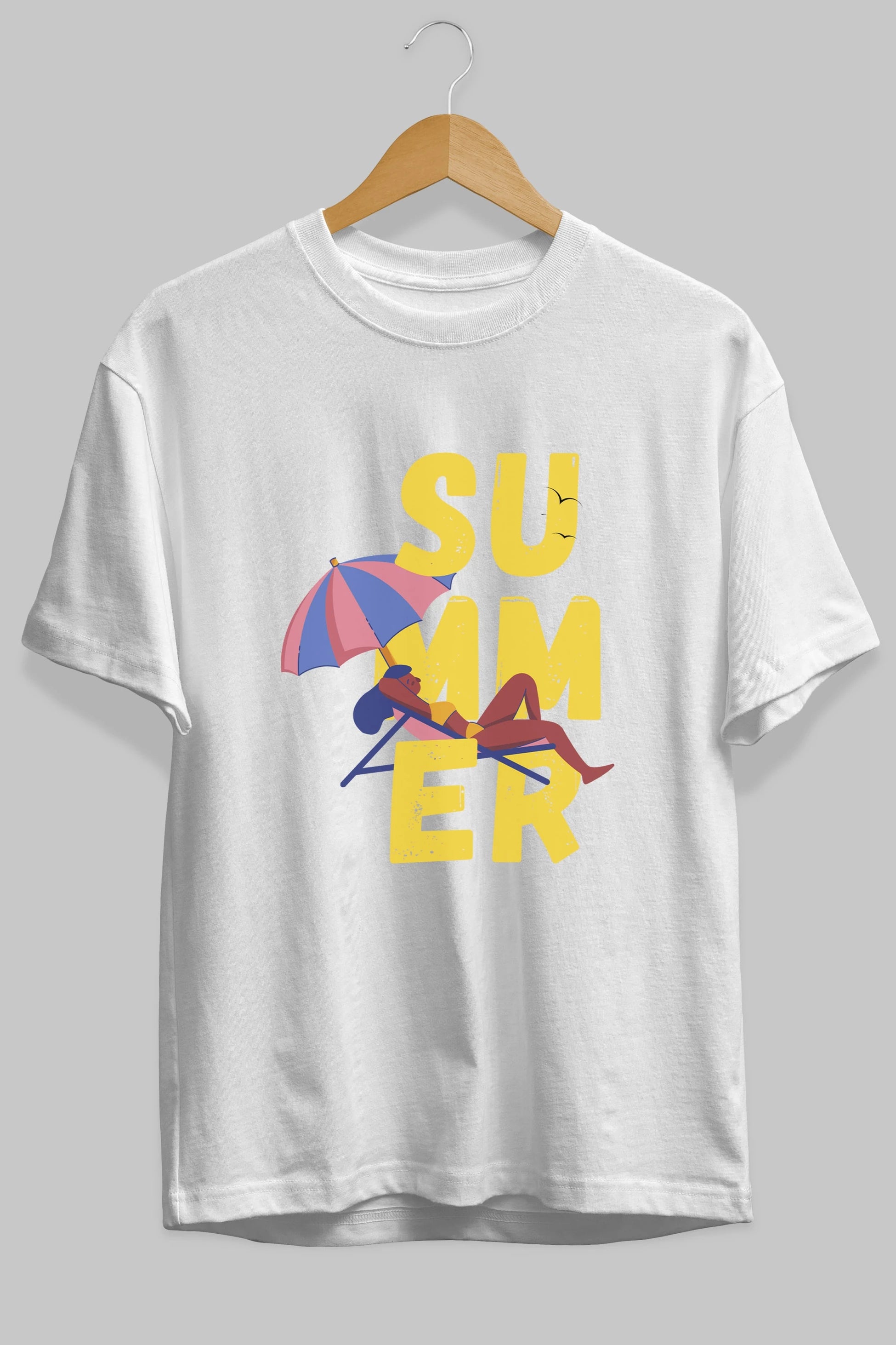 Summer Yazılı Ön Baskılı Oversize t-shirt Erkek Kadın Unisex