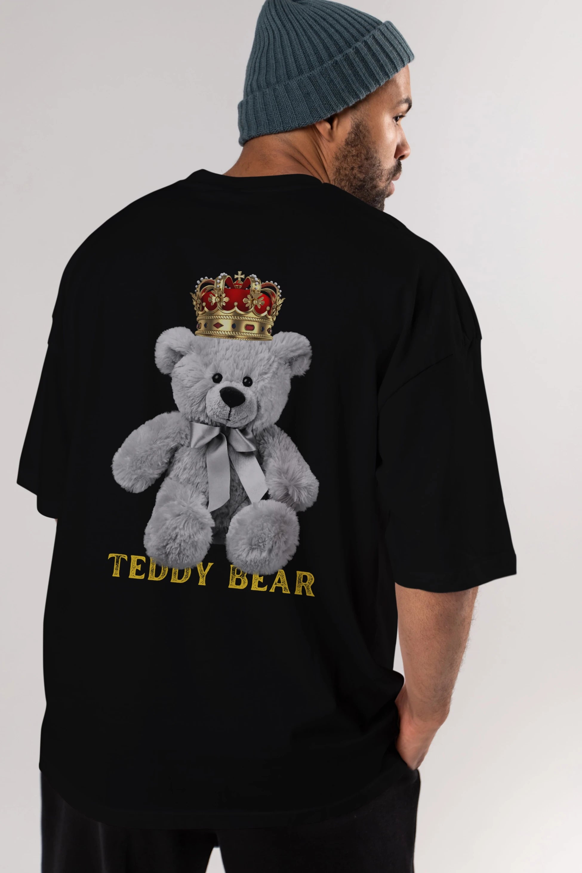 Teddy Bear Arka Baskılı Oversize t-shirt Erkek Kadın Unisex