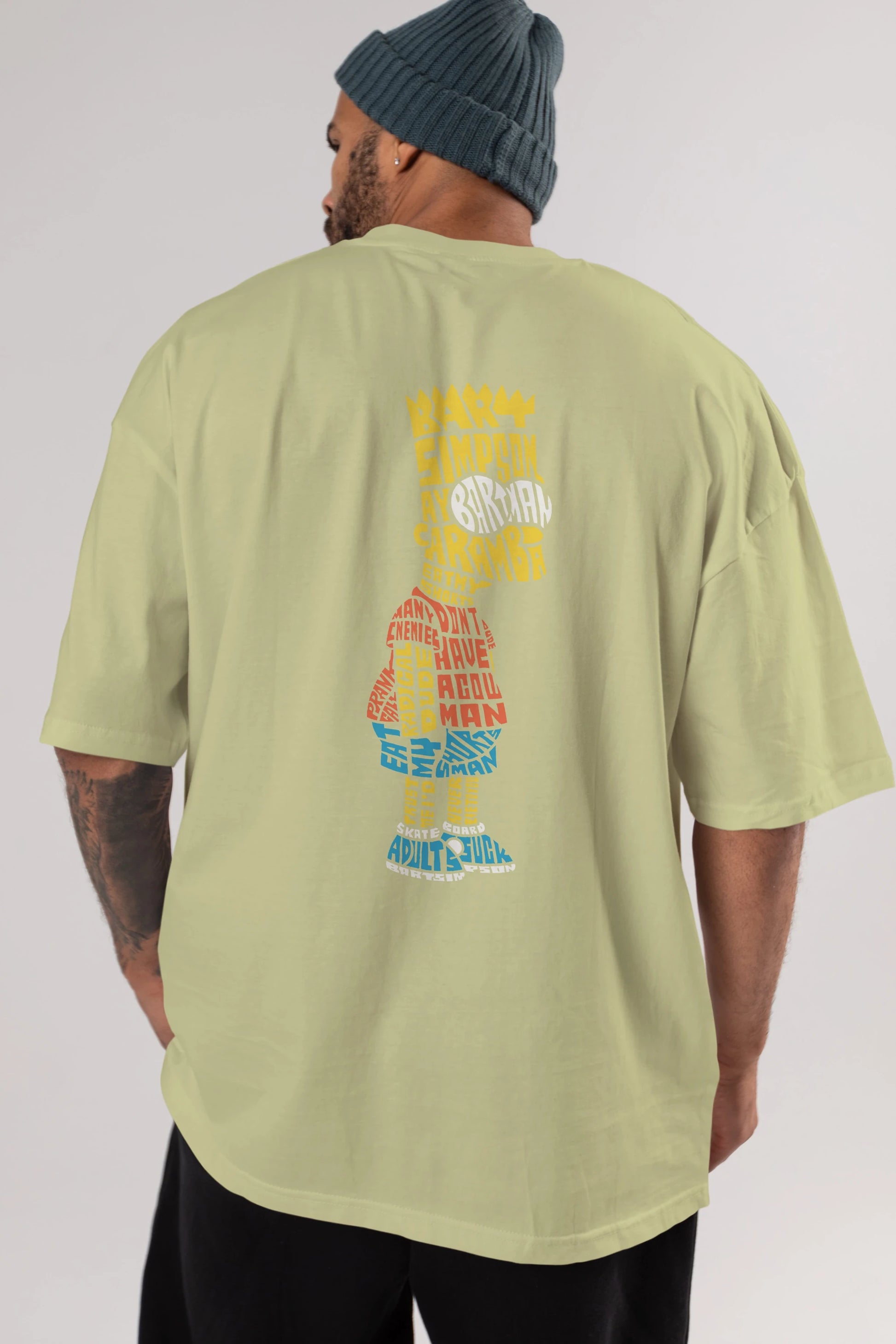 Bart Simpson Arka Baskılı Oversize t-shirt %100 pamuk Erkek Kadın Unisex