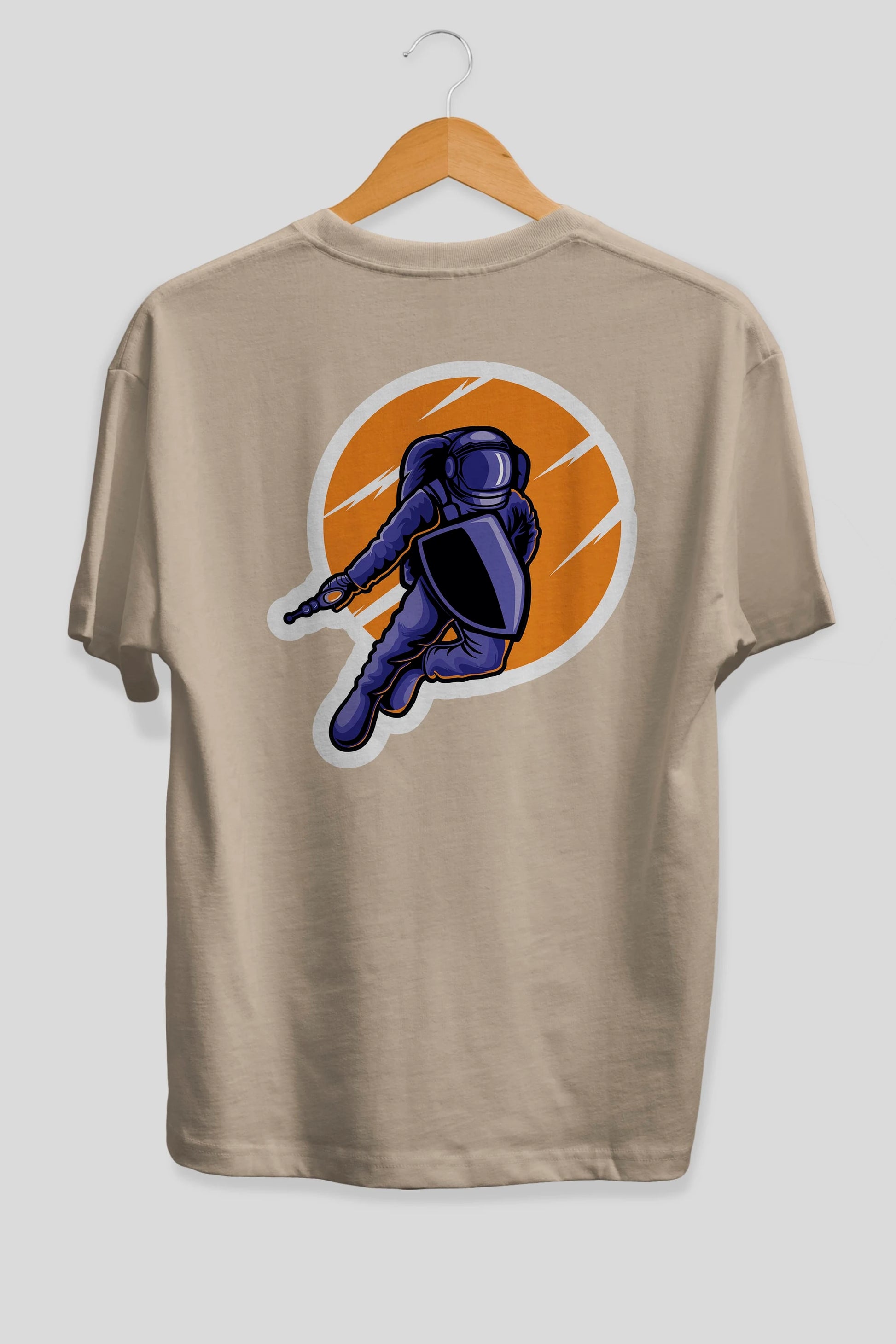 Astro Wars Sticker Arka Baskılı Oversize t-shirt Erkek Kadın Unisex