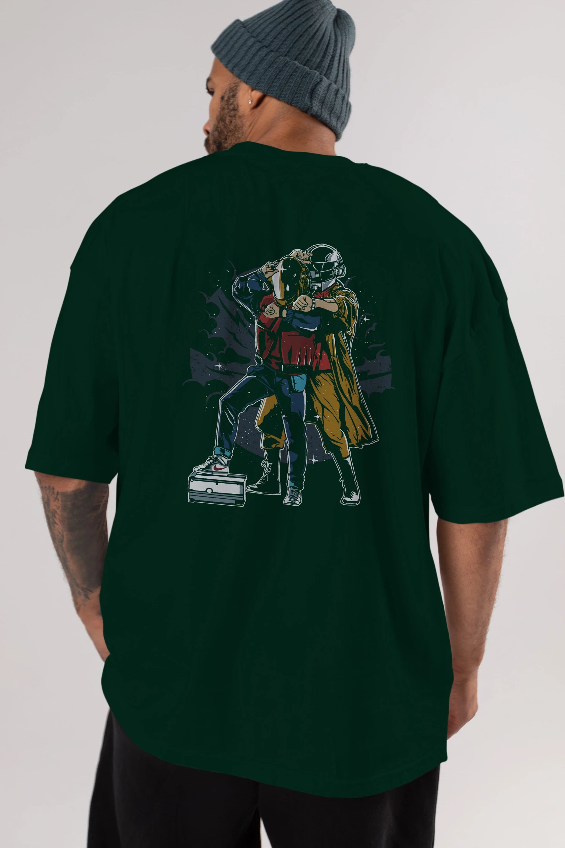 Back To The Beat Arka Baskılı Oversize t-shirt Erkek Kadın Unisex %100 Pamuk