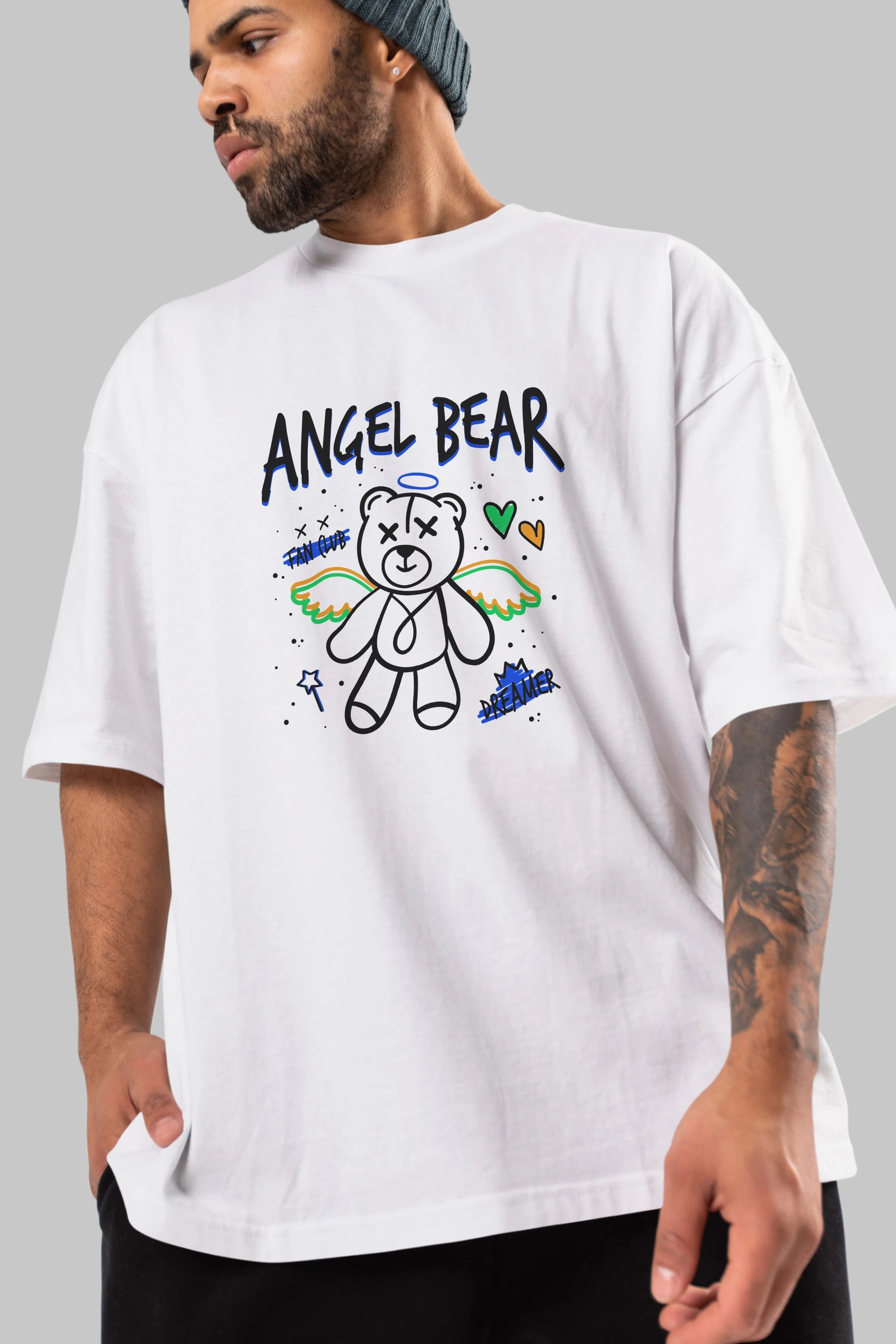 Angel Bear Ön Baskılı Oversize t-shirt Erkek Kadın Unisex