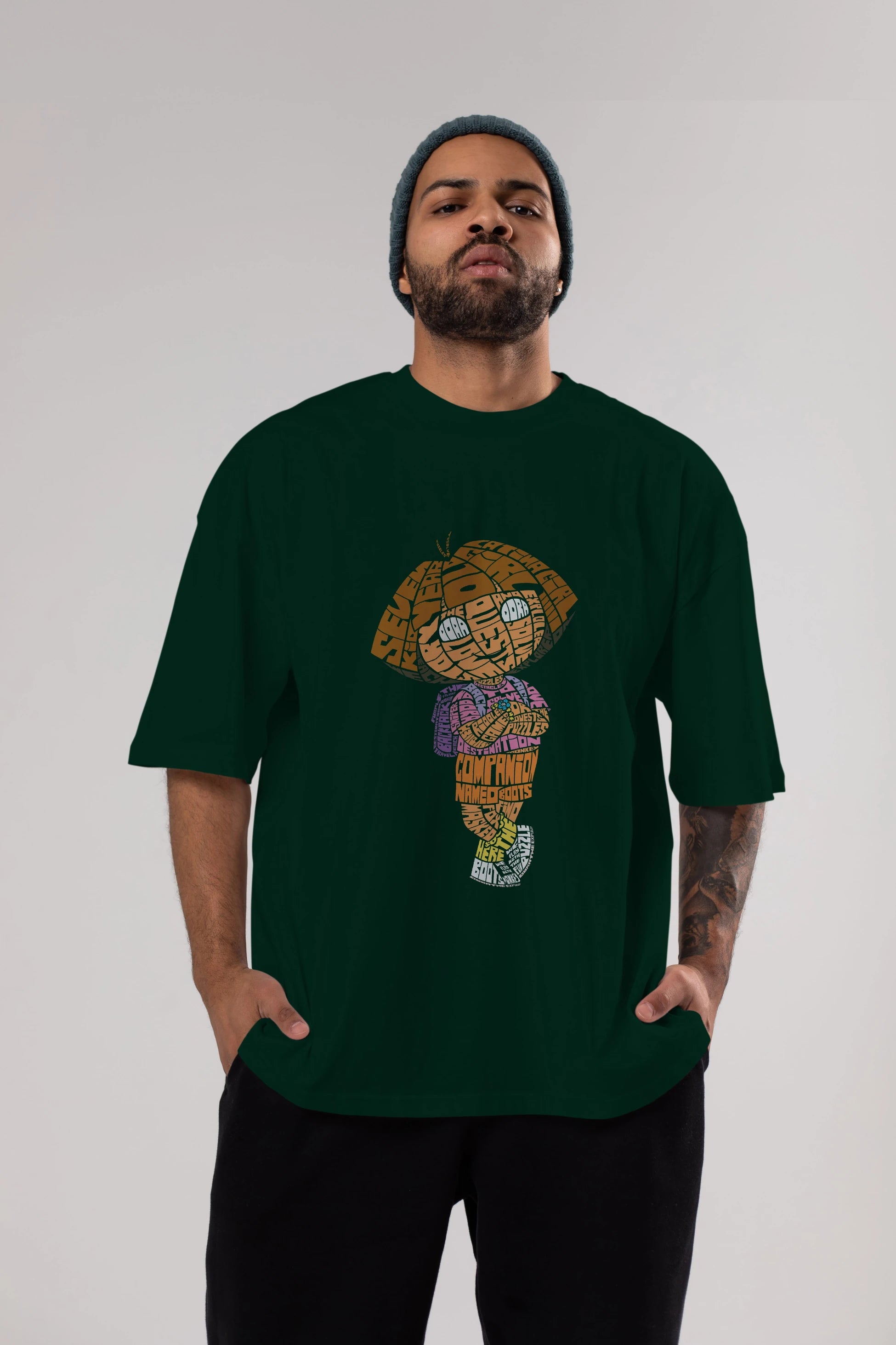 Dora Ön Baskılı Oversize t-shirt %100 pamuk Erkek Kadın Unisex
