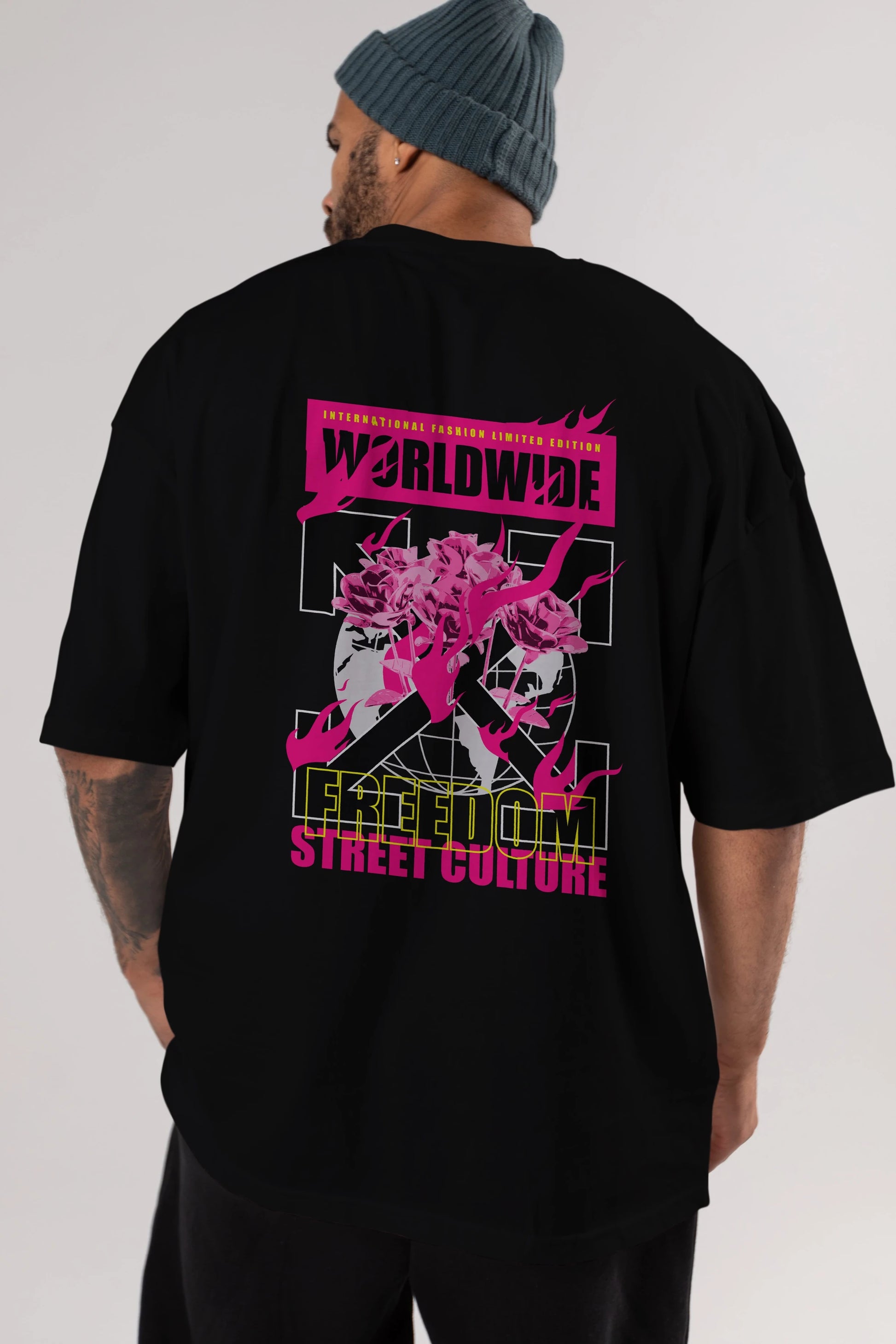 Freedom Street Culture Arka Baskılı Oversize t-shirt Erkek Kadın Unisex