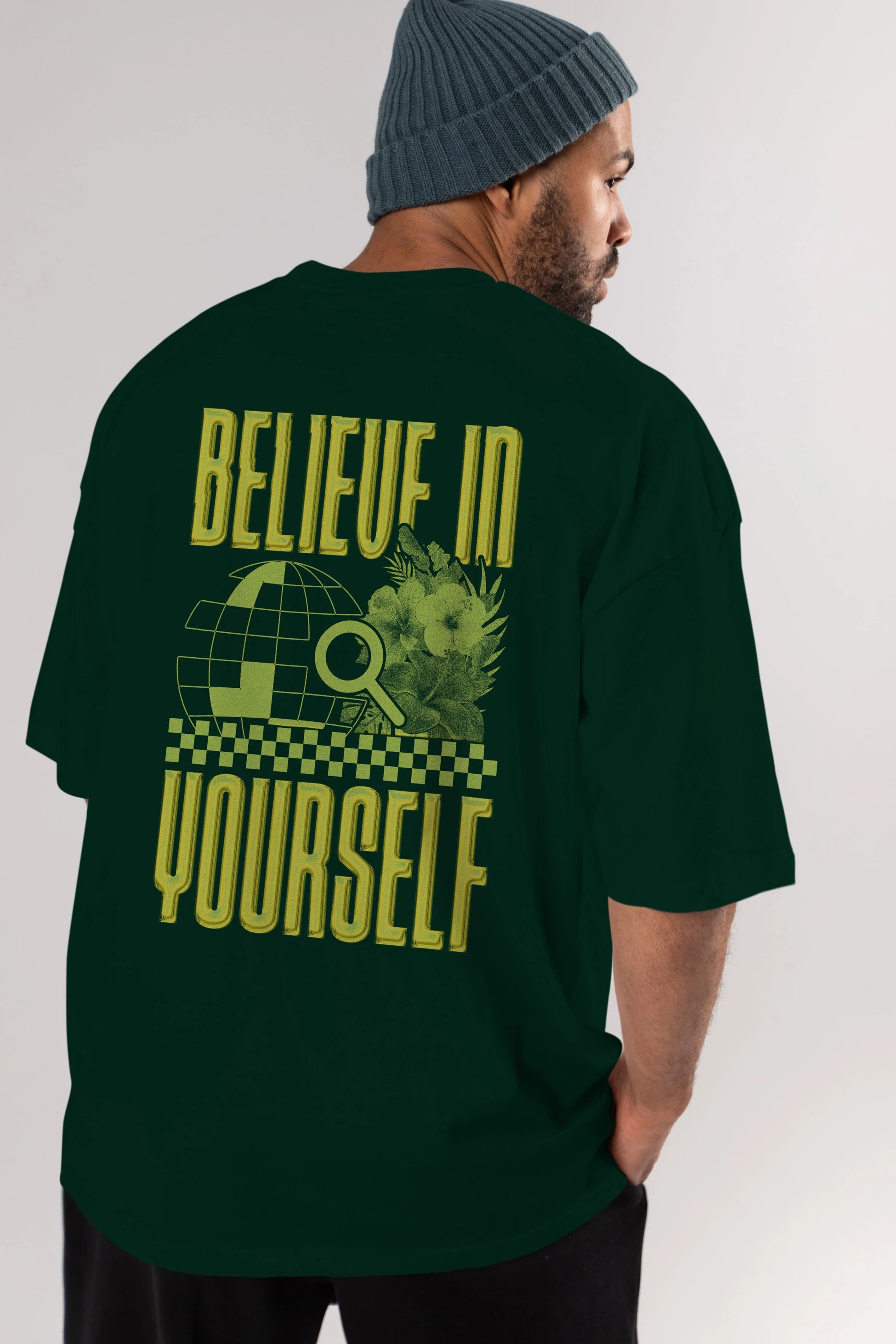 Believe in Yourself Yellow Arka Baskılı Oversize t-shirt Erkek Kadın Unisex