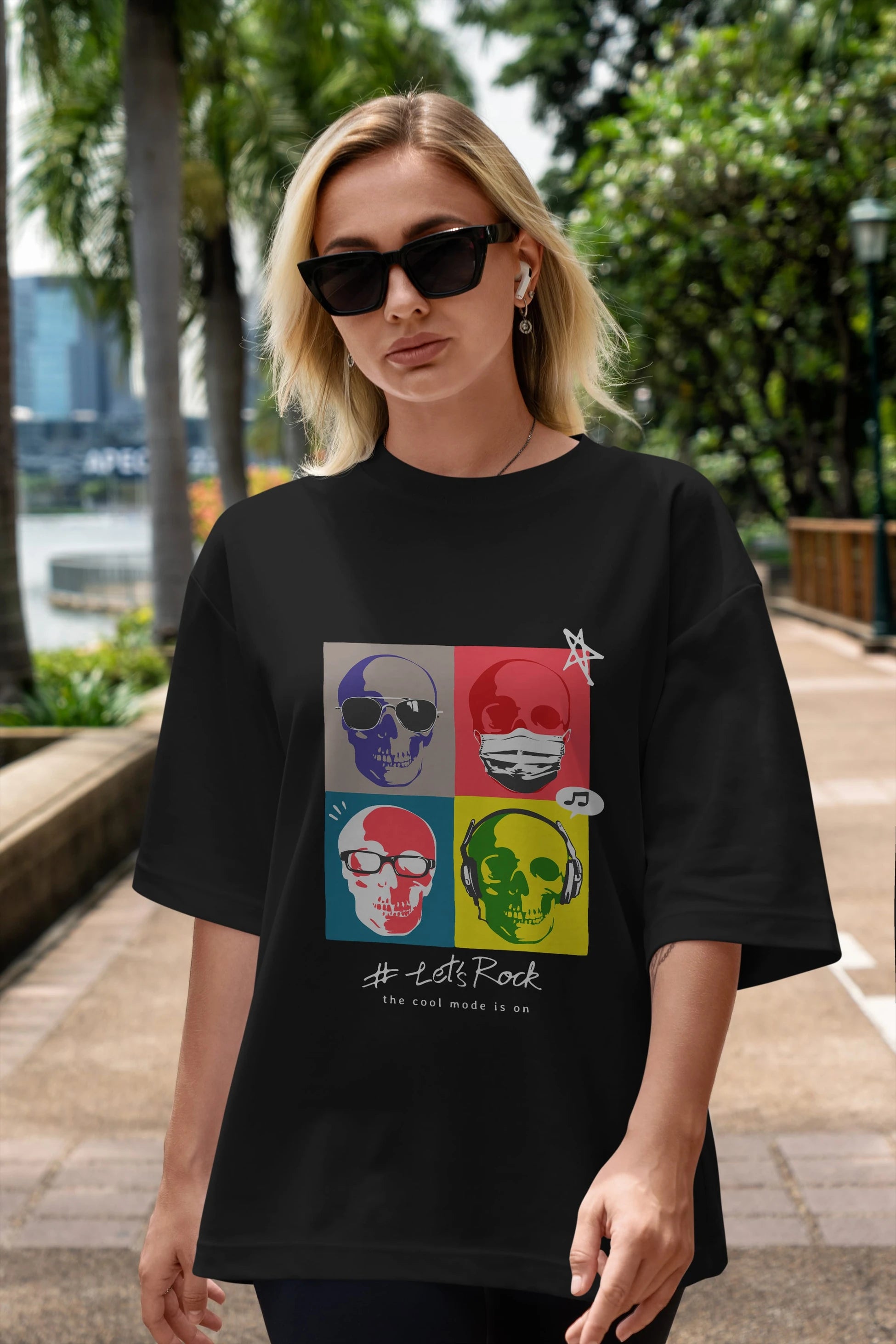 Lets Rock Ön Baskılı Oversize t-shirt Erkek Kadın Unisex