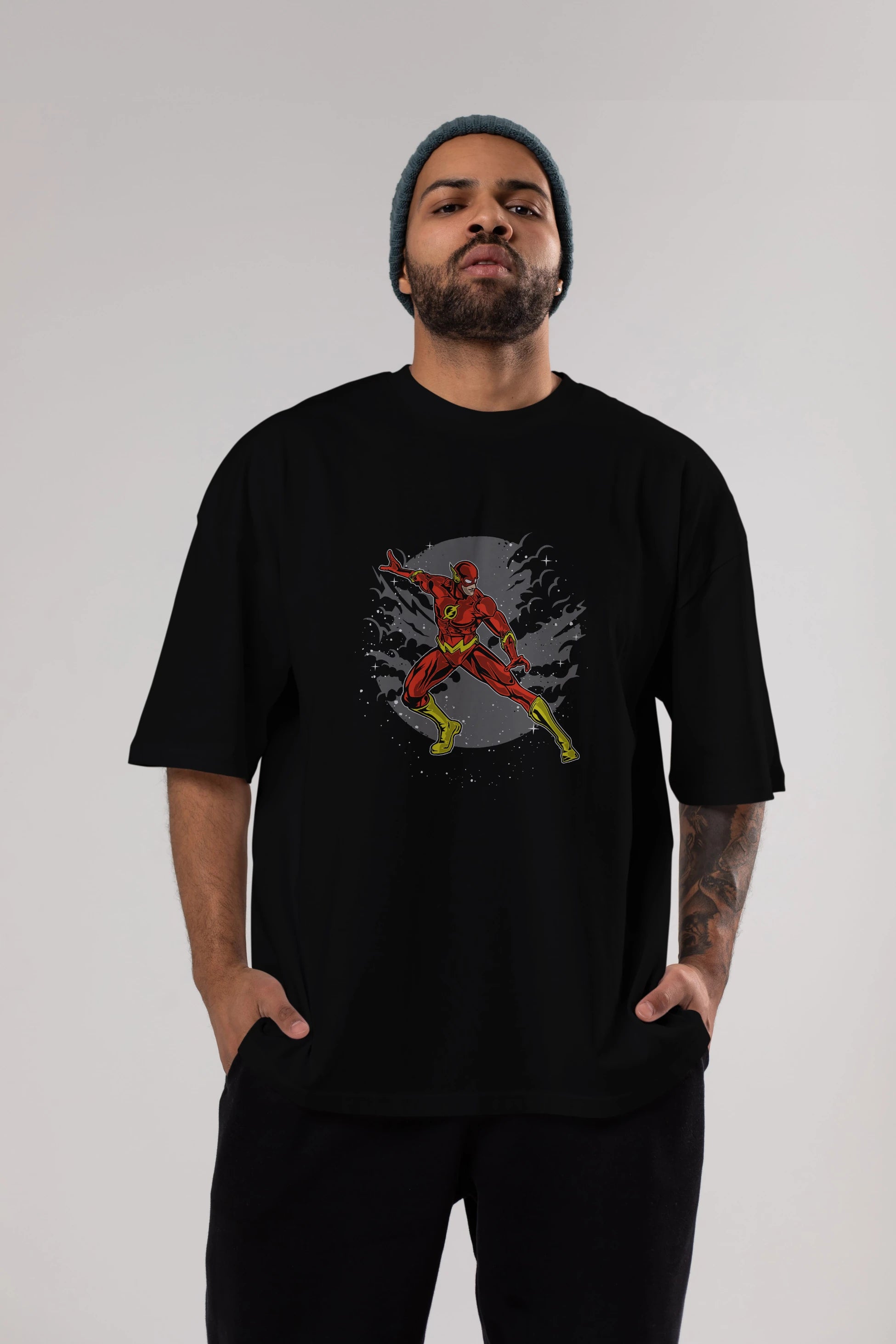 The Flash Ön Baskılı Oversize t-shirt Erkek Kadın Unisex %100 Pamuk tişort