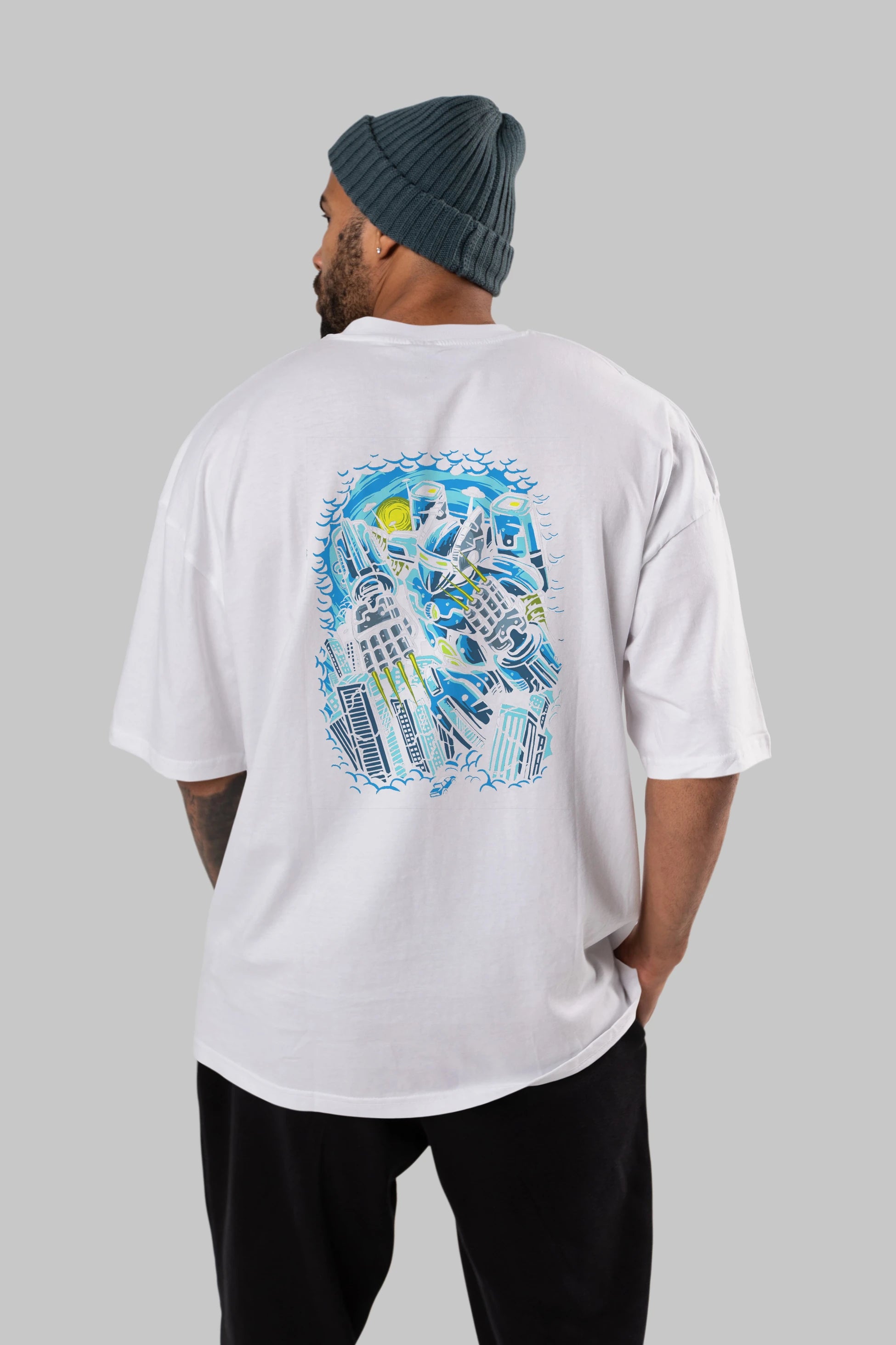 Destroy The City Arka Baskılı Oversize t-shirt Erkek Kadın Unisex %100 Pamuk