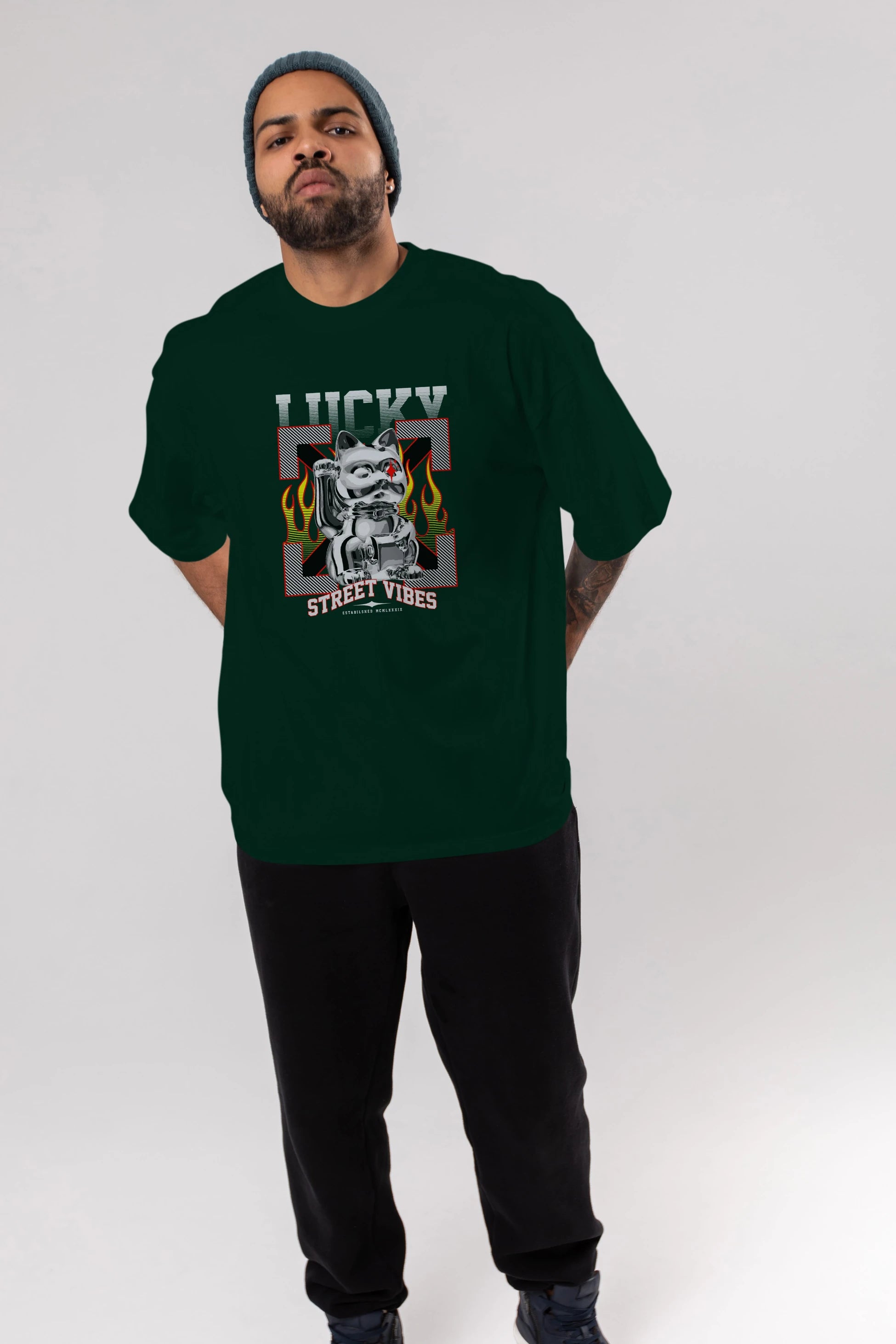 Lucky Street Vibes Ön Baskılı Oversize t-shirt Erkek Kadın Unisex