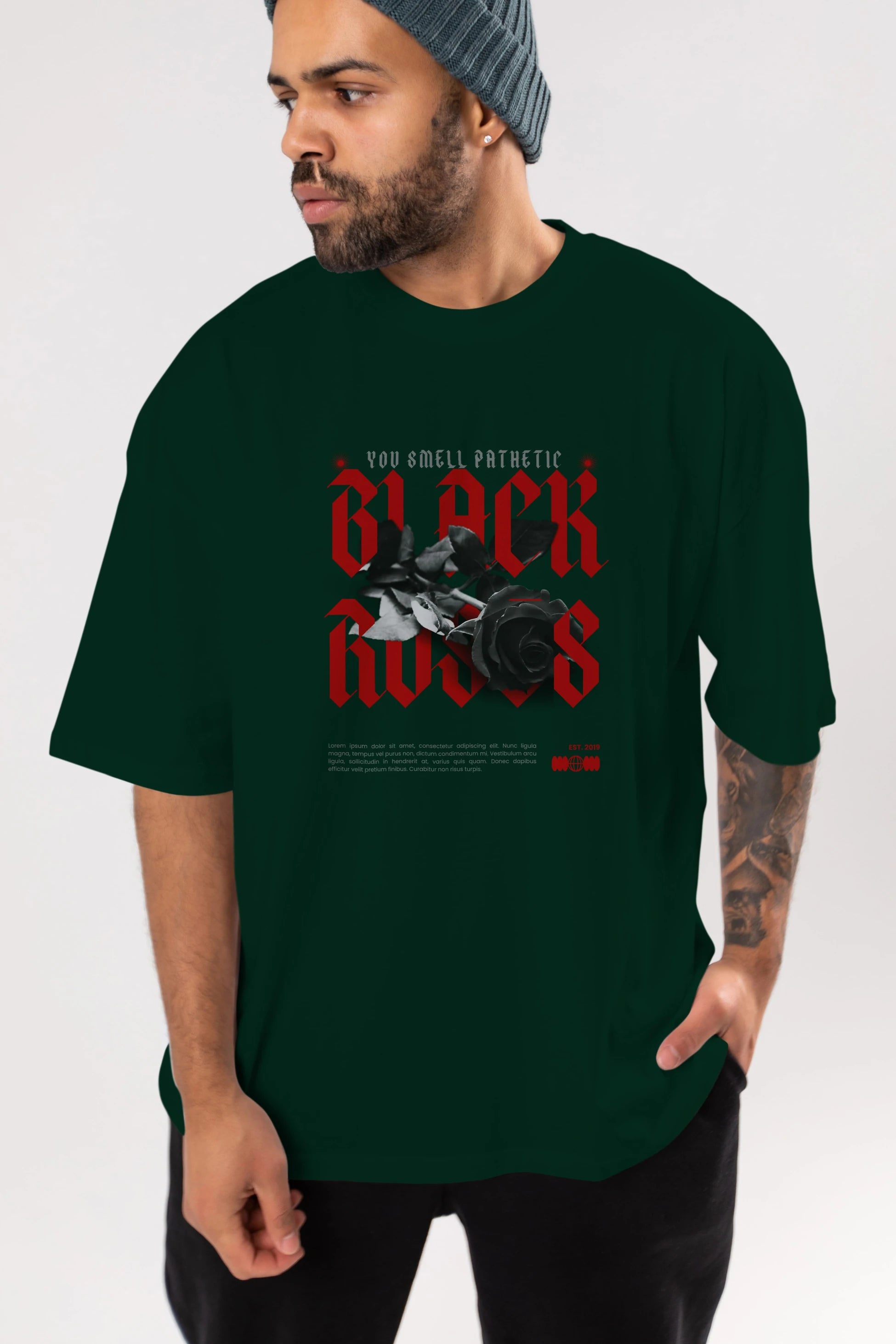 Black Roses Ön Baskılı Oversize t-shirt Erkek Kadın Unisex