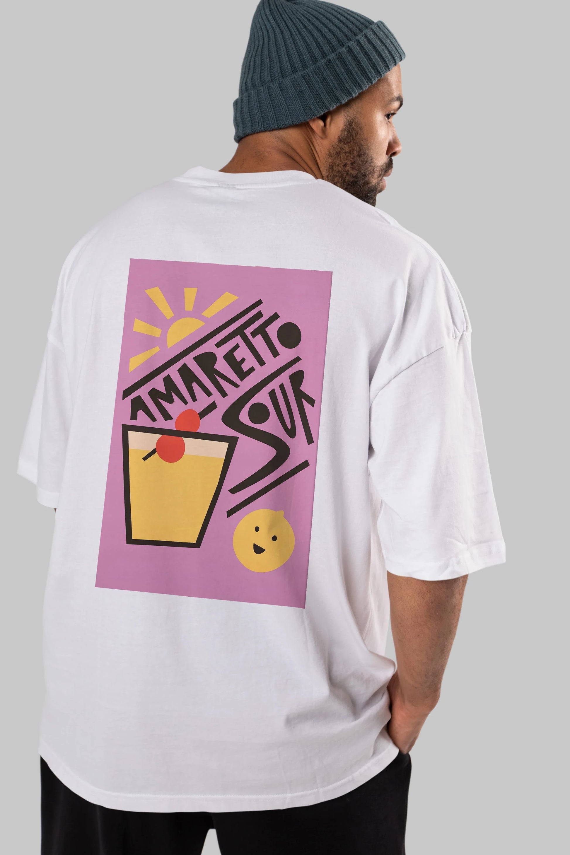 Amaretto Sour Arka Baskılı Oversize t-shirt Erkek Kadın Unisex %100 Pamuk Bisiklet Yaka tişort