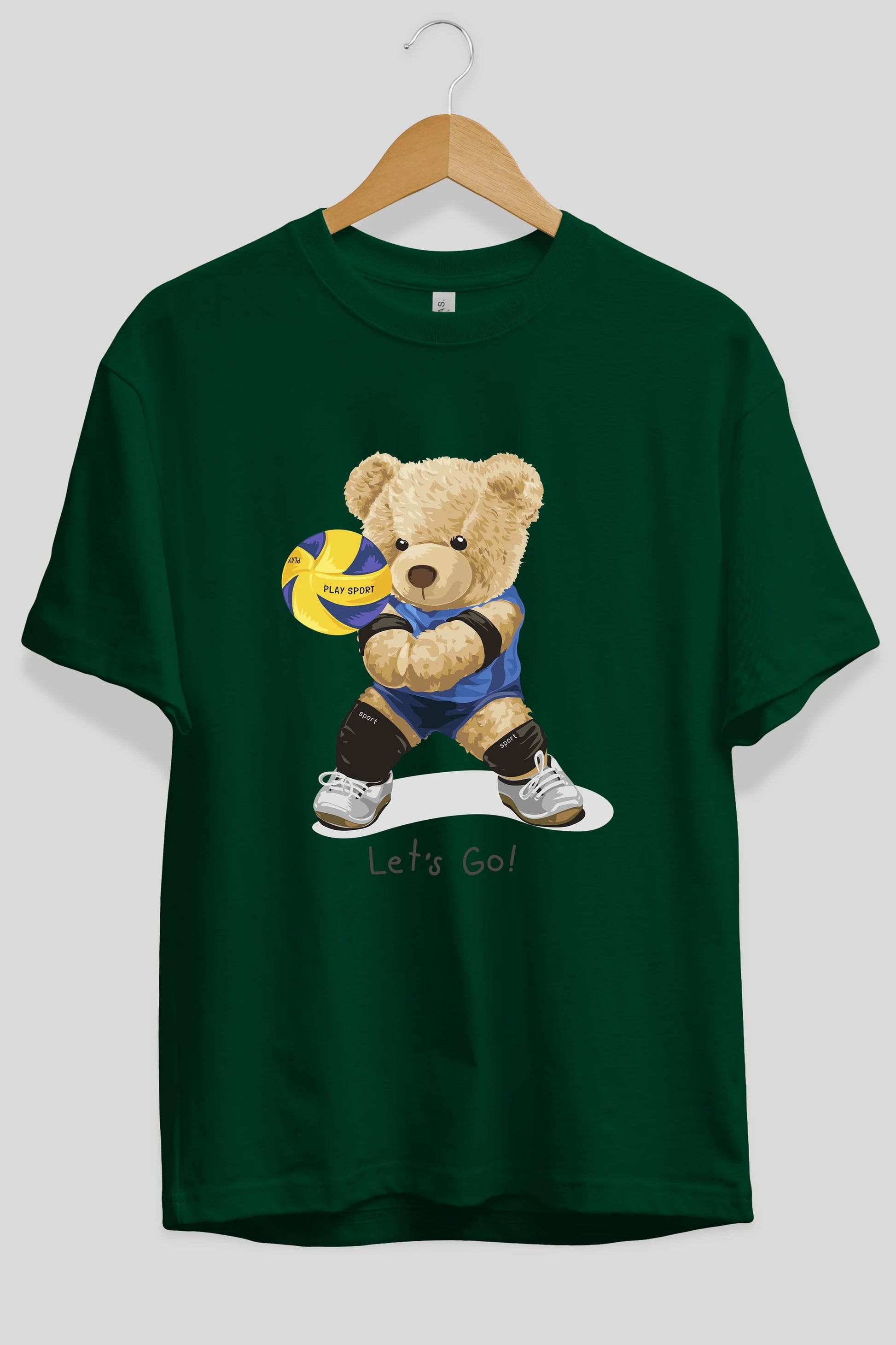 Teddy Bear Lets Go Ön Baskılı Oversize t-shirt Erkek Kadın Unisex %100 Pamuk