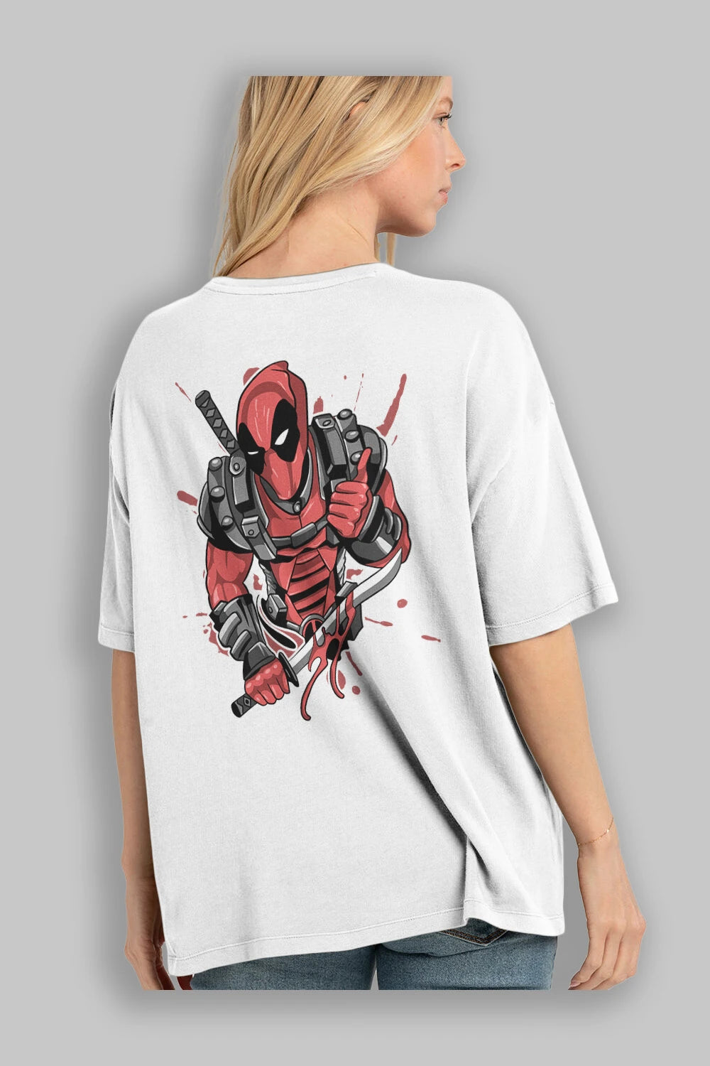 Deadpool (12) Arka Baskılı Oversize t-shirt Erkek Kadın Unisex %100 Pamuk Bisiklet Yaka tişort