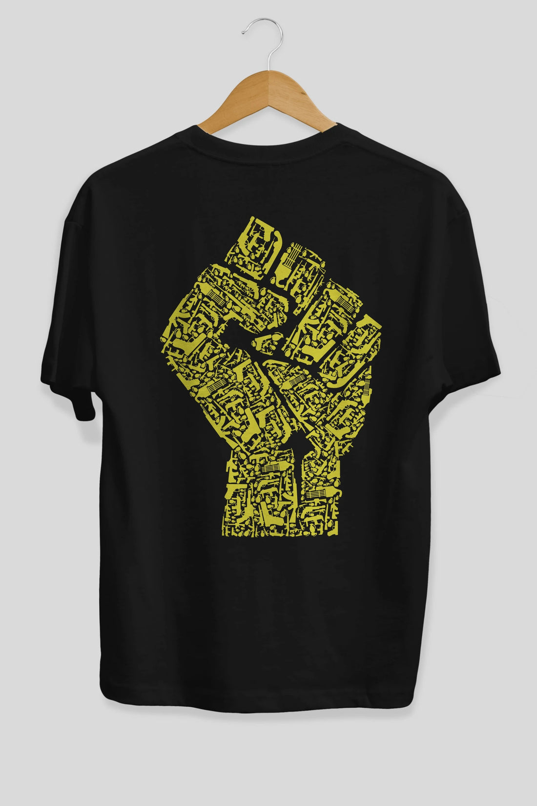 Hand Of Revolution Arka Baskılı Oversize t-shirt %100 pamuk Erkek Kadın Unisex