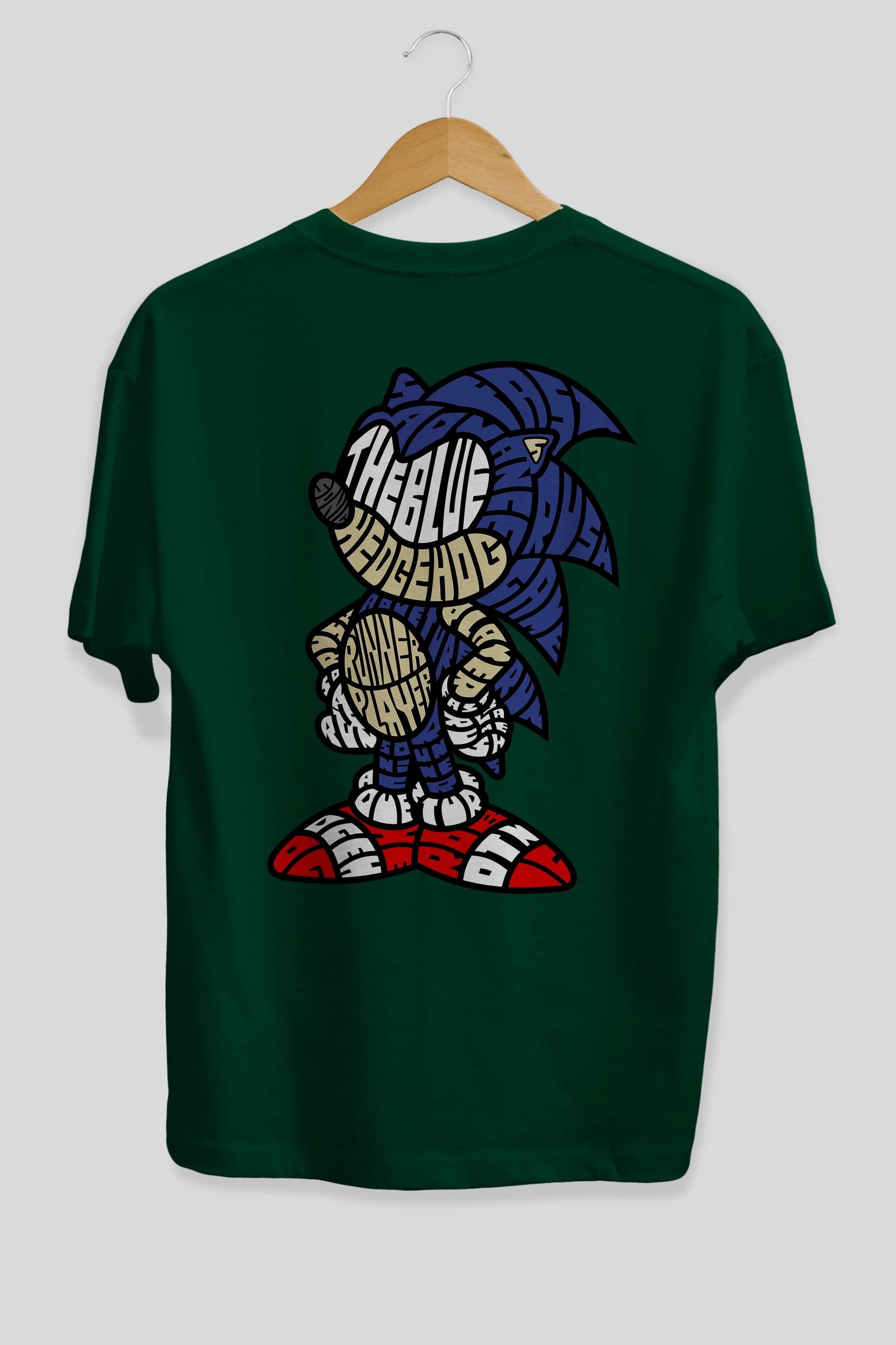 The Blue Hedgehog Arka Baskılı Oversize t-shirt %100 pamuk Erkek Kadın Unisex