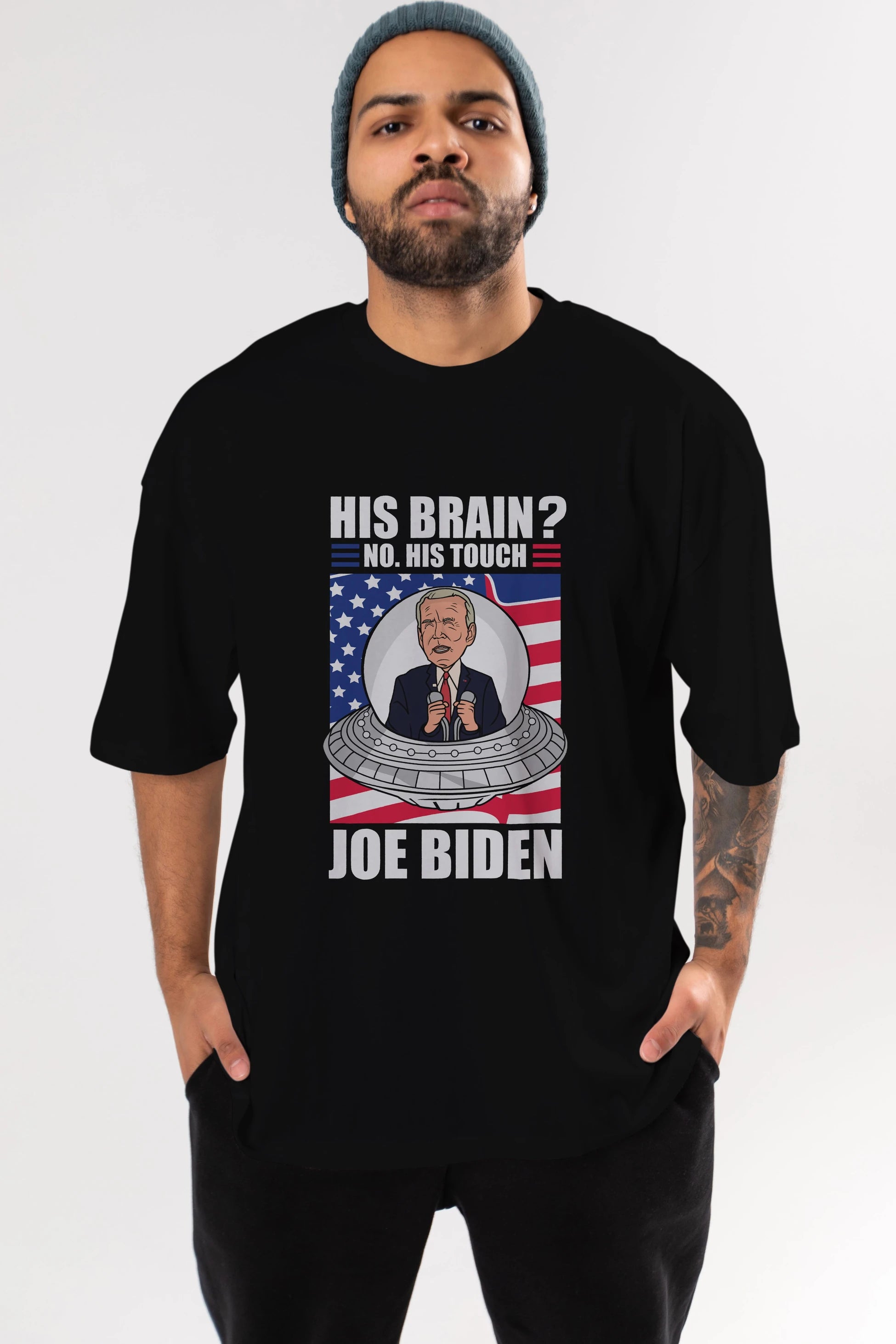Alien Biden Ön Baskılı Oversize t-shirt Erkek Kadın Unisex %100 Pamuk tişort