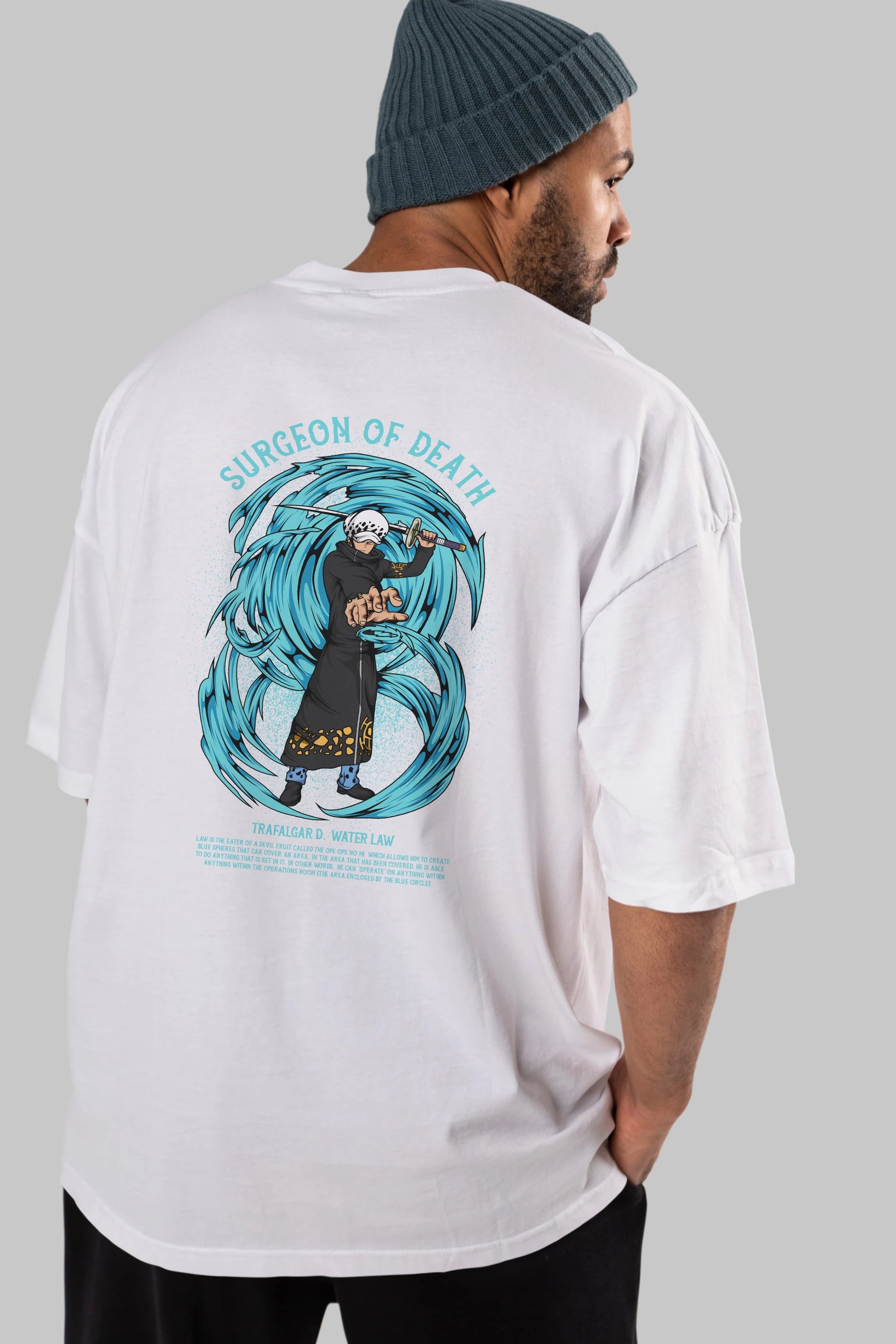 Trafalgad D. Water Law Anime Arka Baskılı Oversize t-shirt Erkek Kadın Unisex