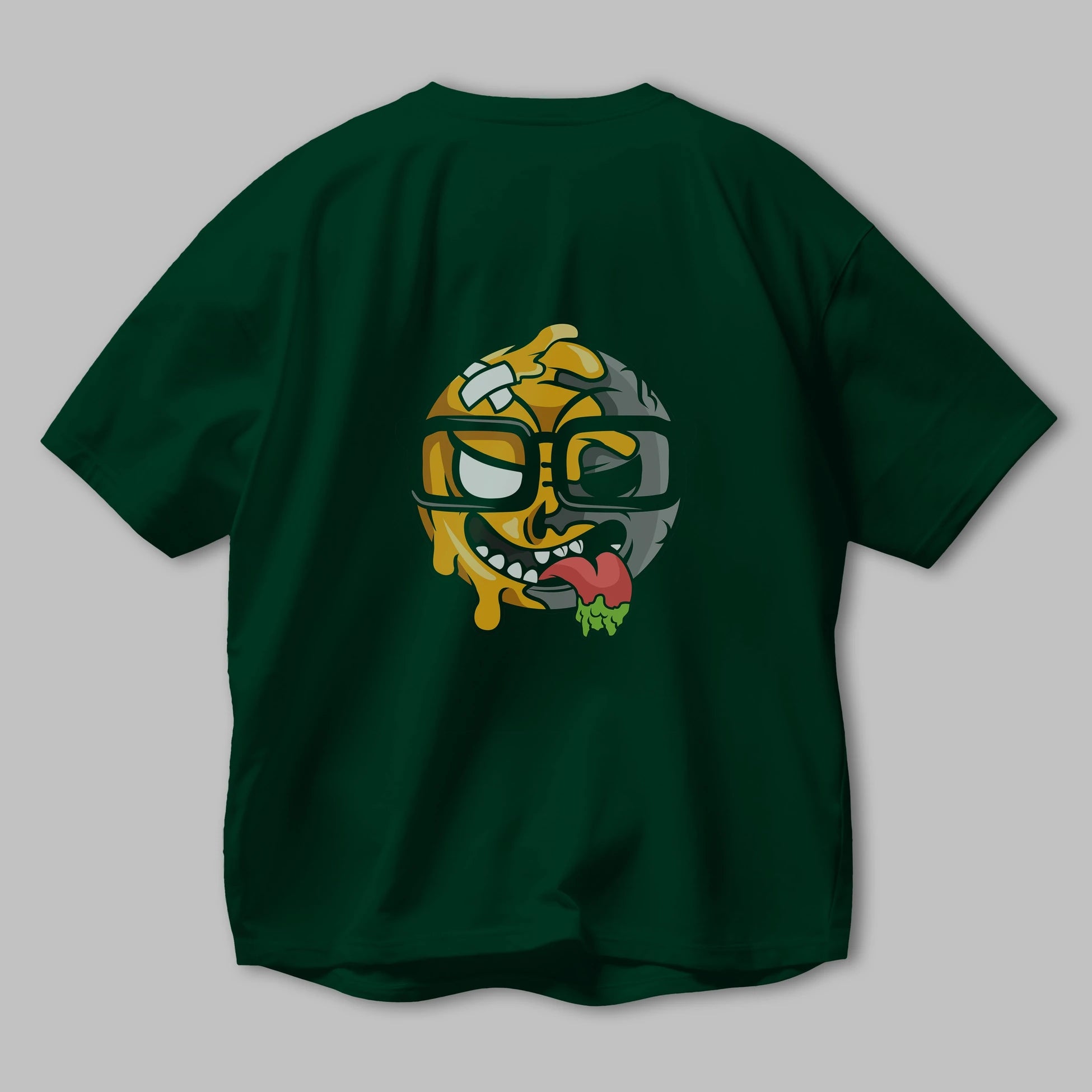 Smiley Nerd Arka Baskılı Oversize t-shirt Erkek Kadın Unisex %100 Pamuk tişort