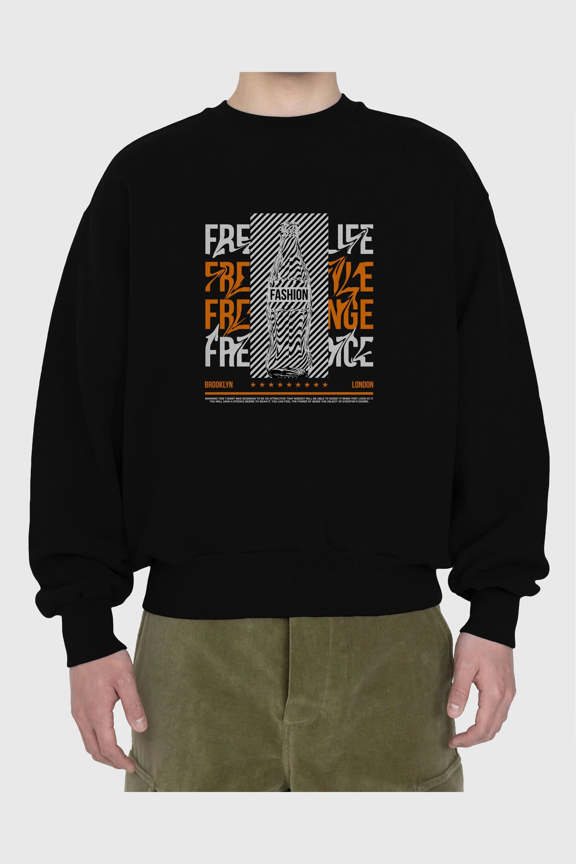 Freedom Life Ön Baskılı Oversize Sweatshirt Erkek Kadın Unisex
