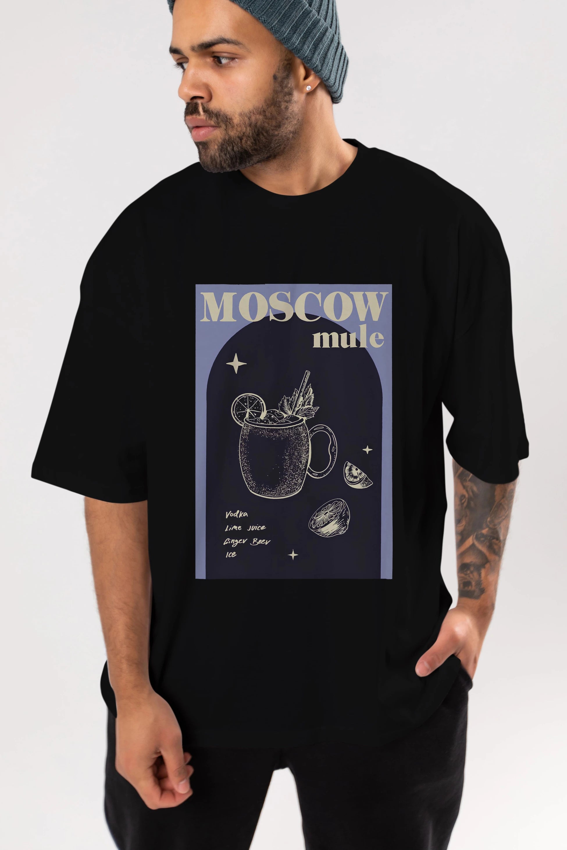 Moscow Mule Ön Baskılı Oversize t-shirt Erkek Kadın Unisex %100 Pamuk Bisiklet Yaka tişort