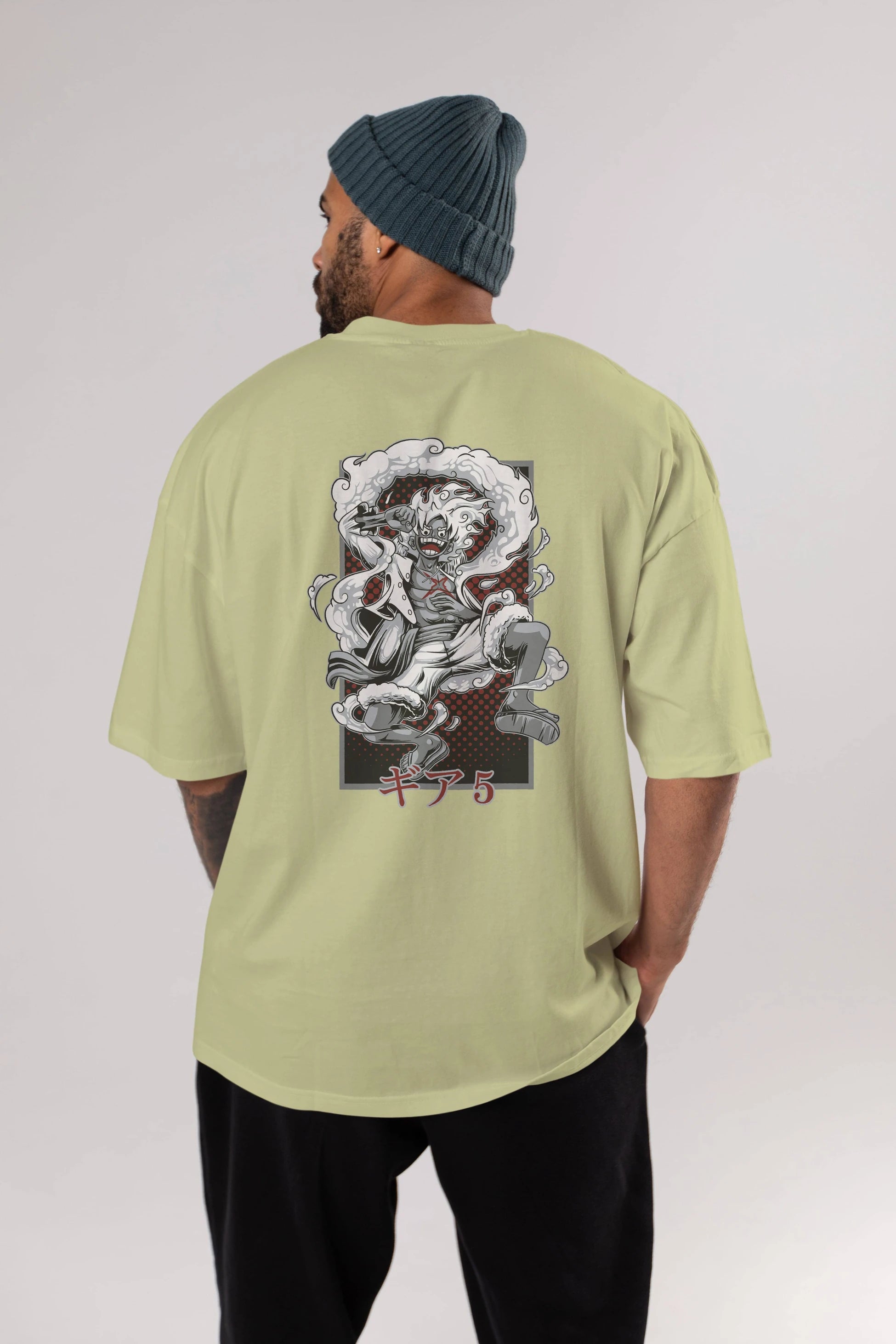 LUFFY GEAR 5 Anime Arka Baskılı Oversize t-shirt Erkek Kadın Unisex