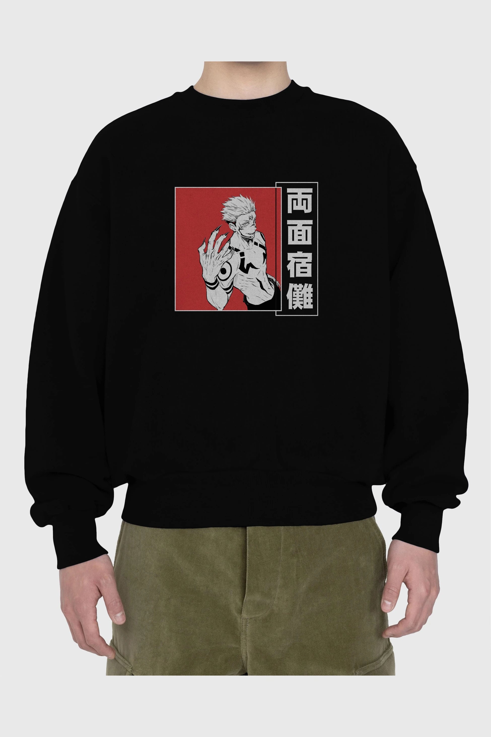 Sukuna Ryoumen 2 Anime Ön Baskılı Oversize Sweatshirt Erkek Kadın Unisex